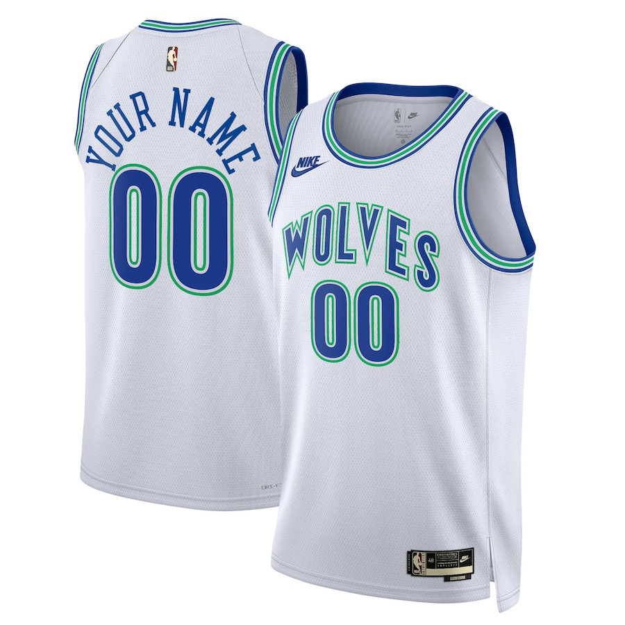 Minnesota Timberwolves Hardwood Classic Edition Swingman Custom Basketball Jersey - White - JS750 