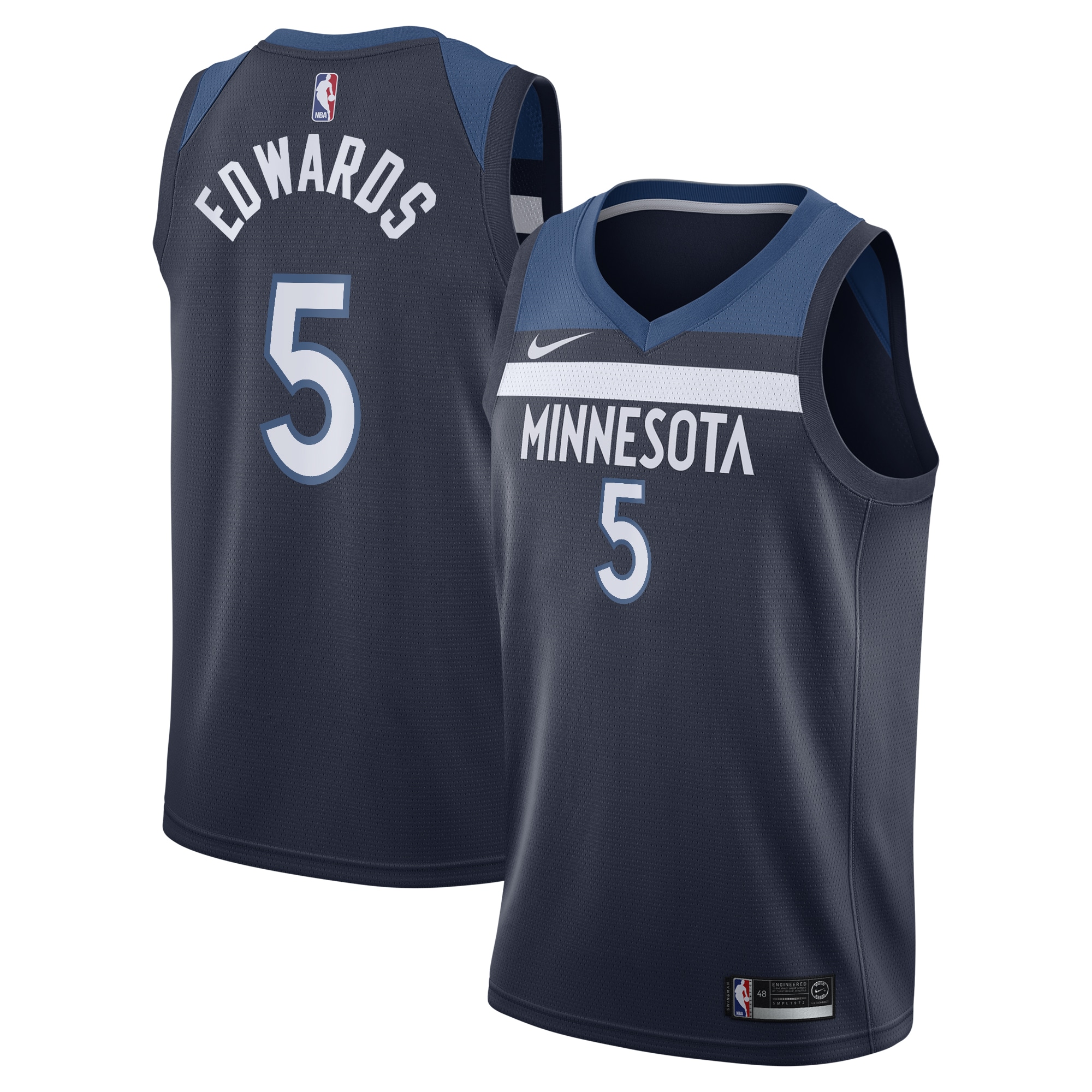 Minnesota Timberwolves Icon Edition Swingman Basketball Jersey - Navy - Anthony Edwards - Youth - JS490 