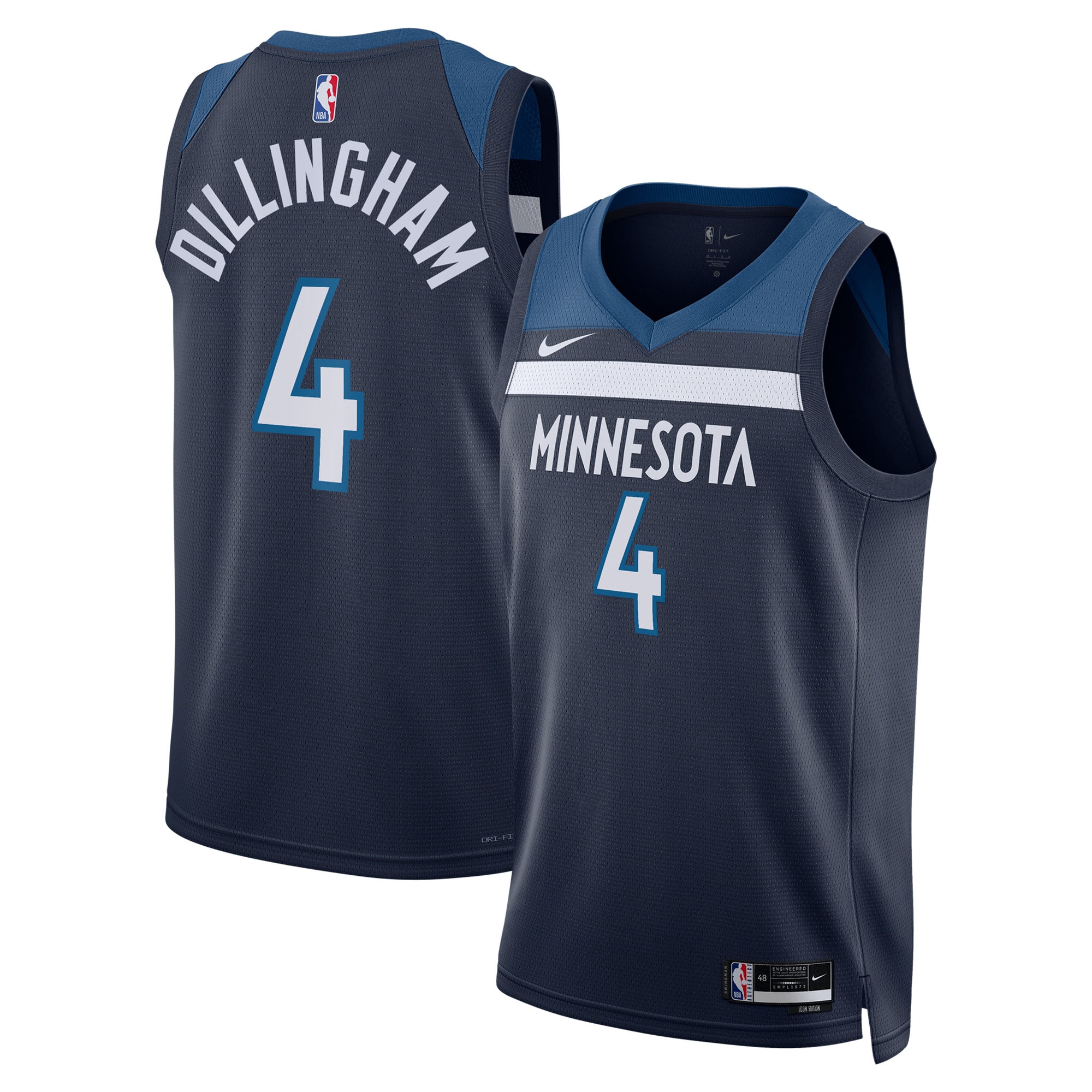 Minnesota Timberwolves Icon Swingman Basketball Jersey - Navy - Rob Dillingham - Unisex - JS544 