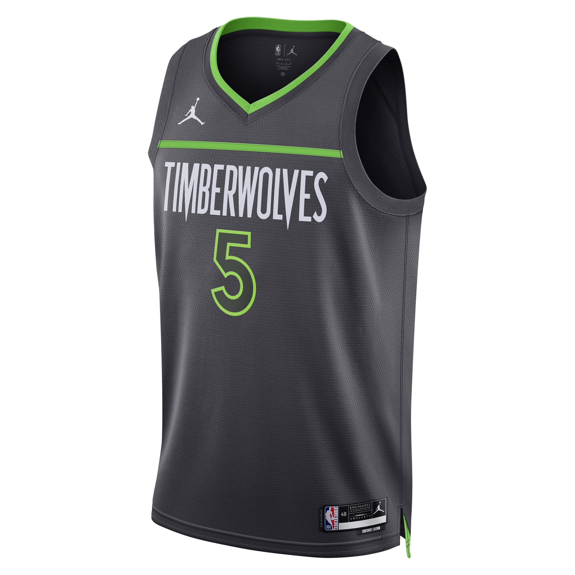 Alternative view of Minnesota Timberwolves Jordan Statement Edition Swingman Basketball Jersey - Gray - Anthony Edwards - Unisex - JS373 