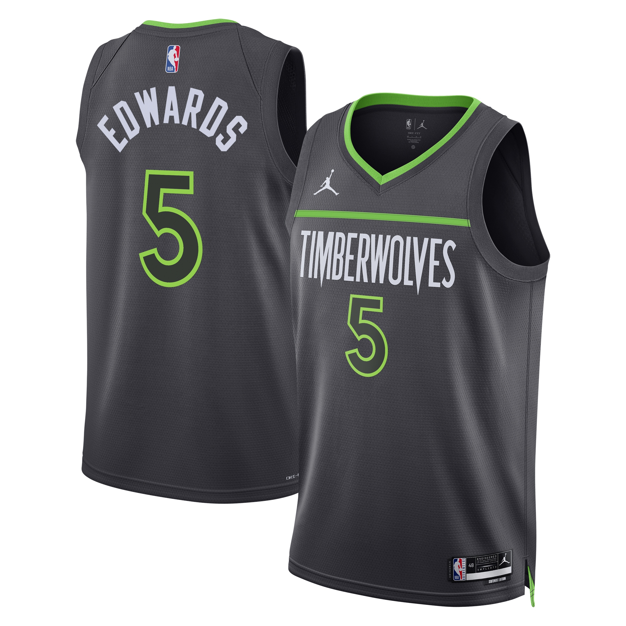 Minnesota Timberwolves Jordan Statement Edition Swingman Basketball Jersey - Gray - Anthony Edwards - Unisex - JS373 