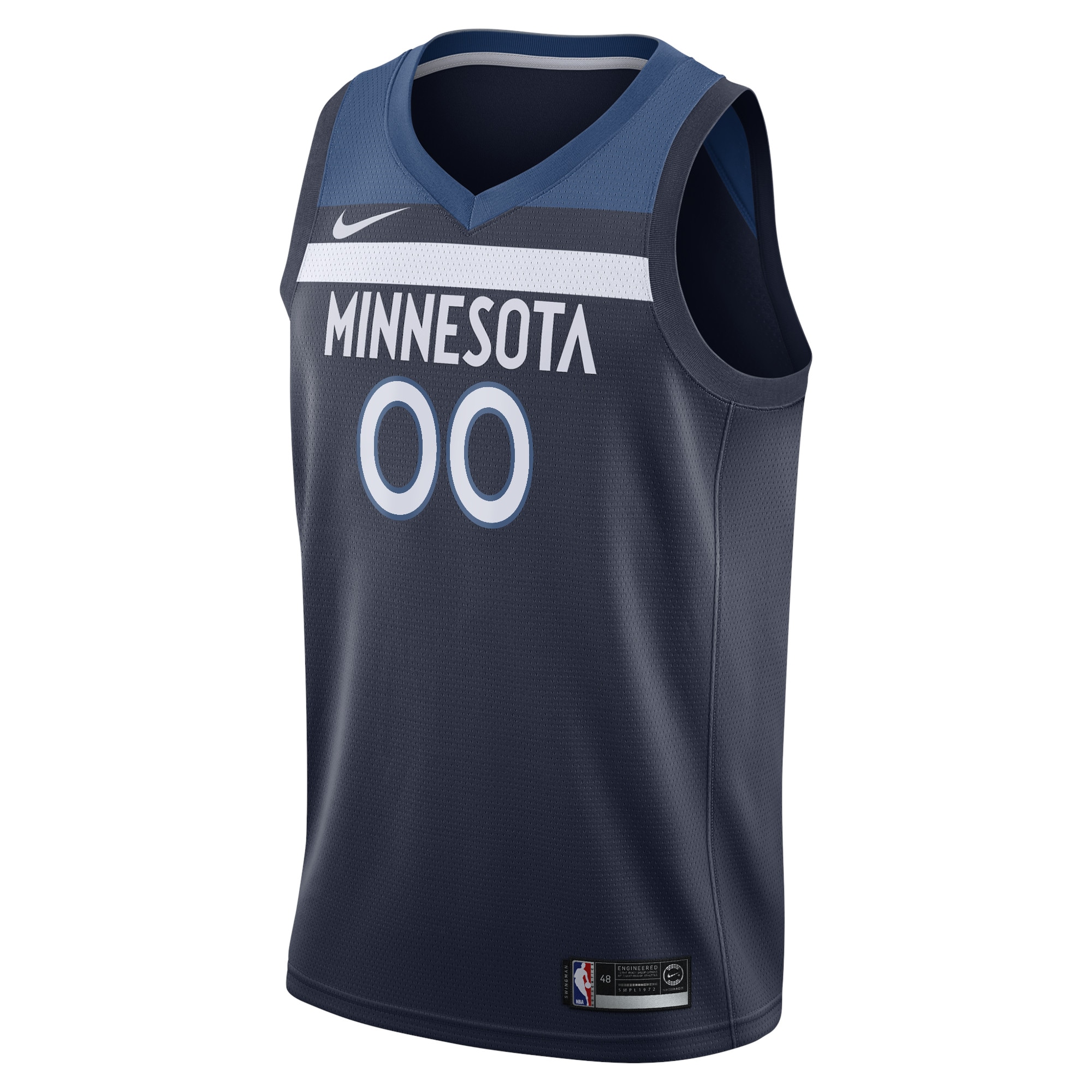 Alternative view of Minnesota Timberwolves Swingman Custom Basketball Jersey Navy - Icon Edition