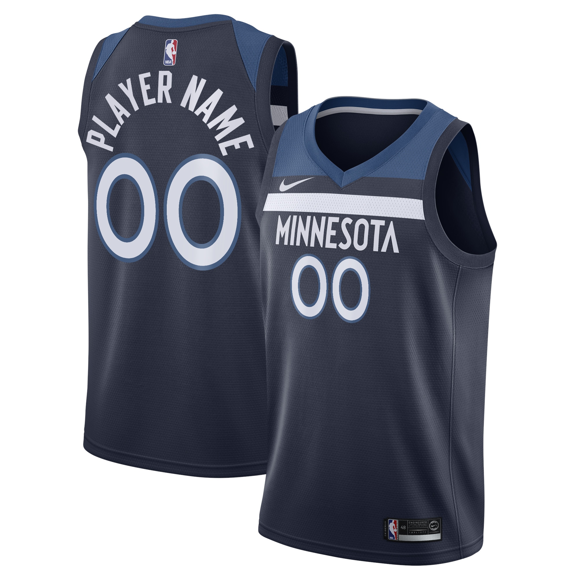 Minnesota Timberwolves Swingman Custom Basketball Jersey Navy - Icon Edition