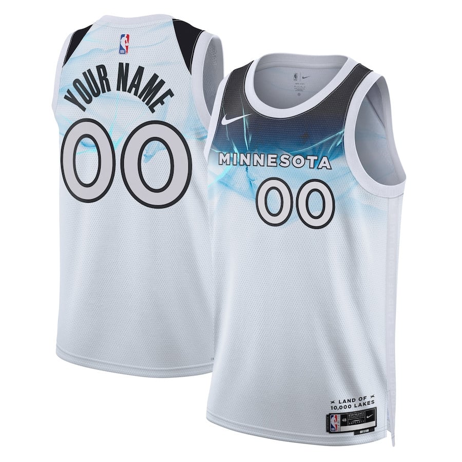 Minnesota Timberwolves Unisex 2024/25 Custom Swingman Basketball Jersey - City Edition - White - JS225 