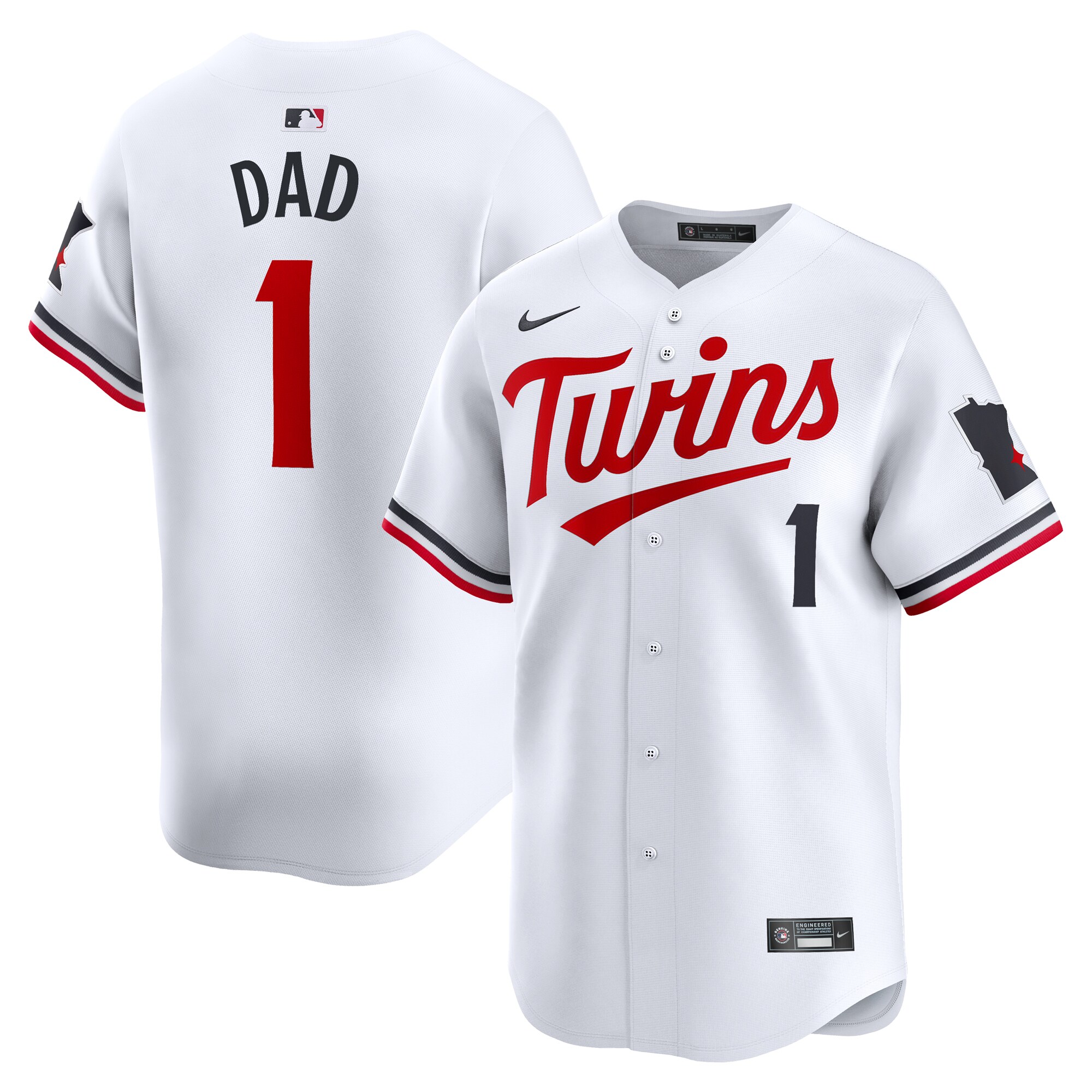 Minnesota Twins #1 Dad Home Limited Baseball Jersey - White