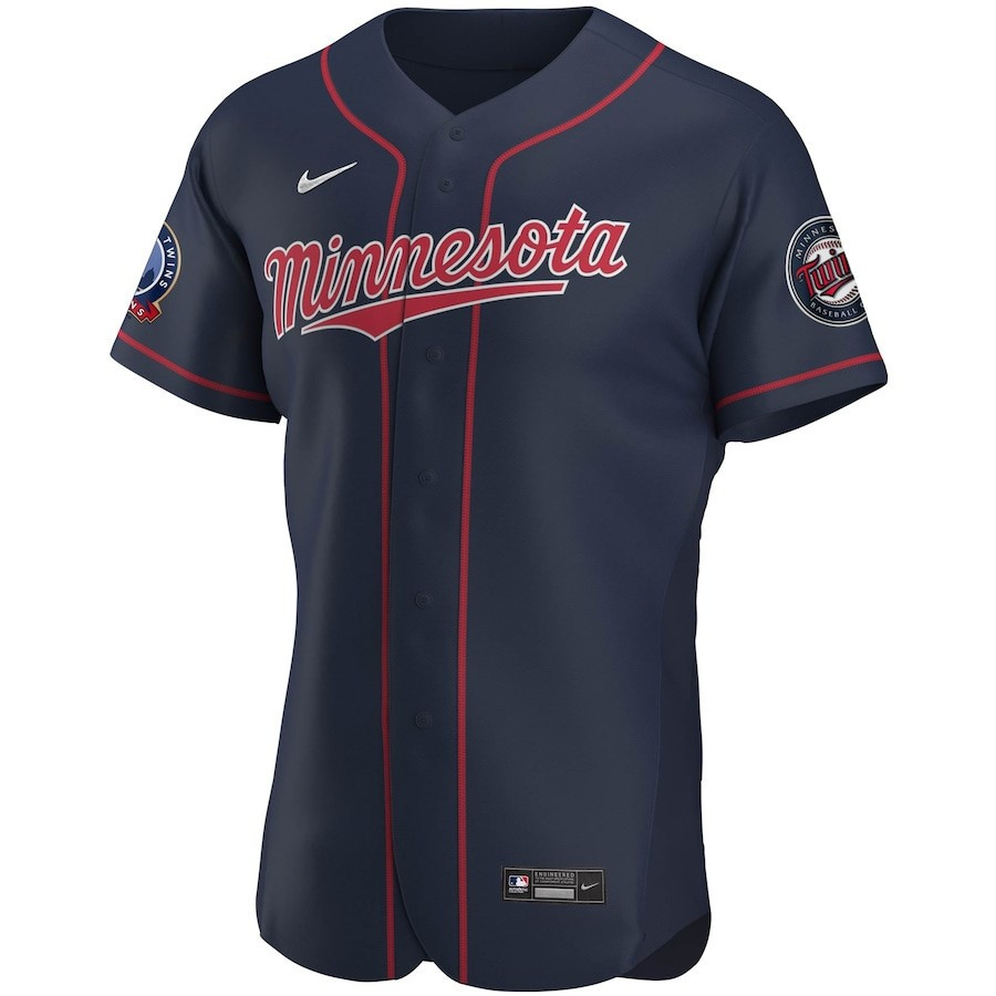 Alternative view of Minnesota Twins 60th Season Alternate Team Elite Baseball Jersey - Navy 