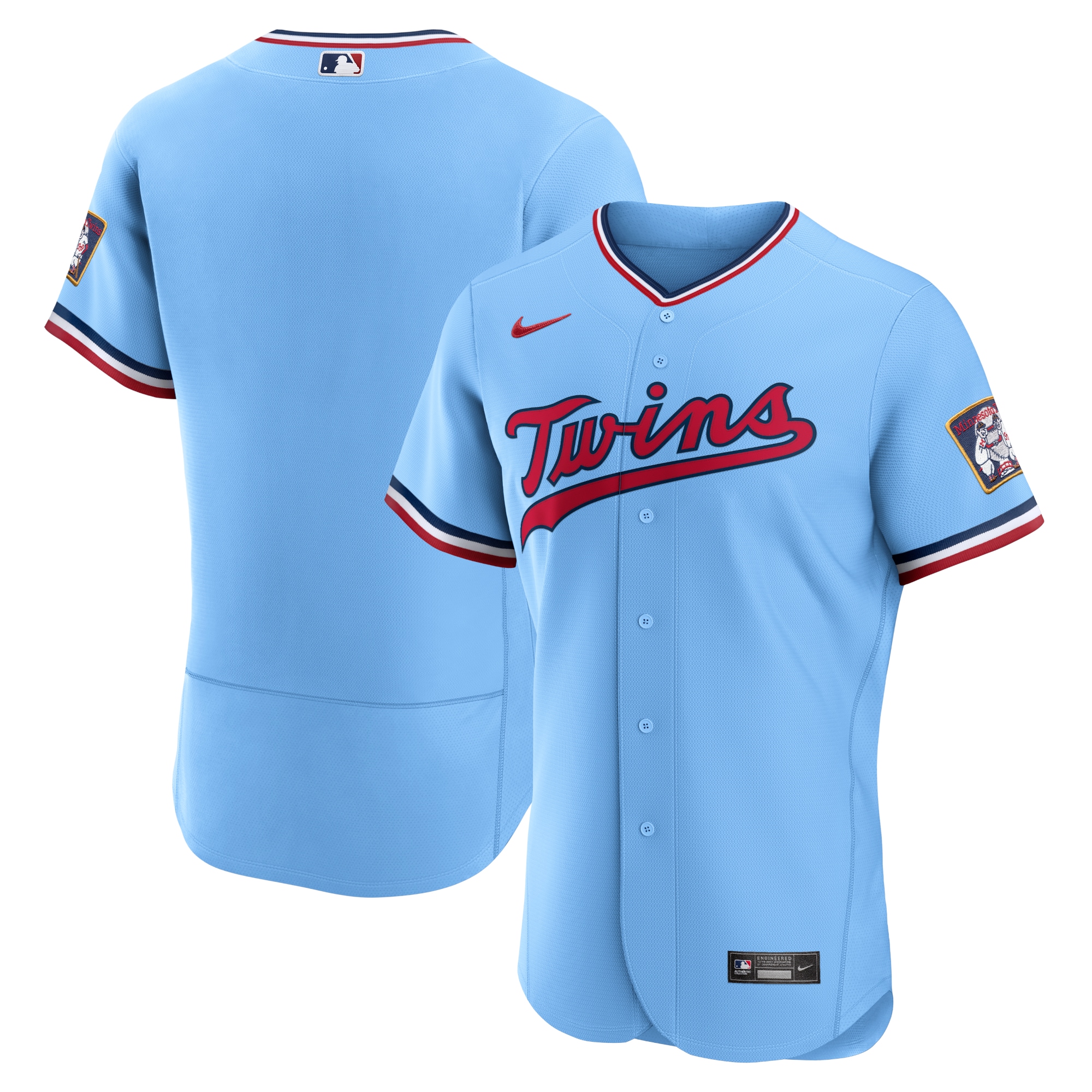 Minnesota Twins Alternate Authentic Team Logo Baseball Jersey - Light Blue
