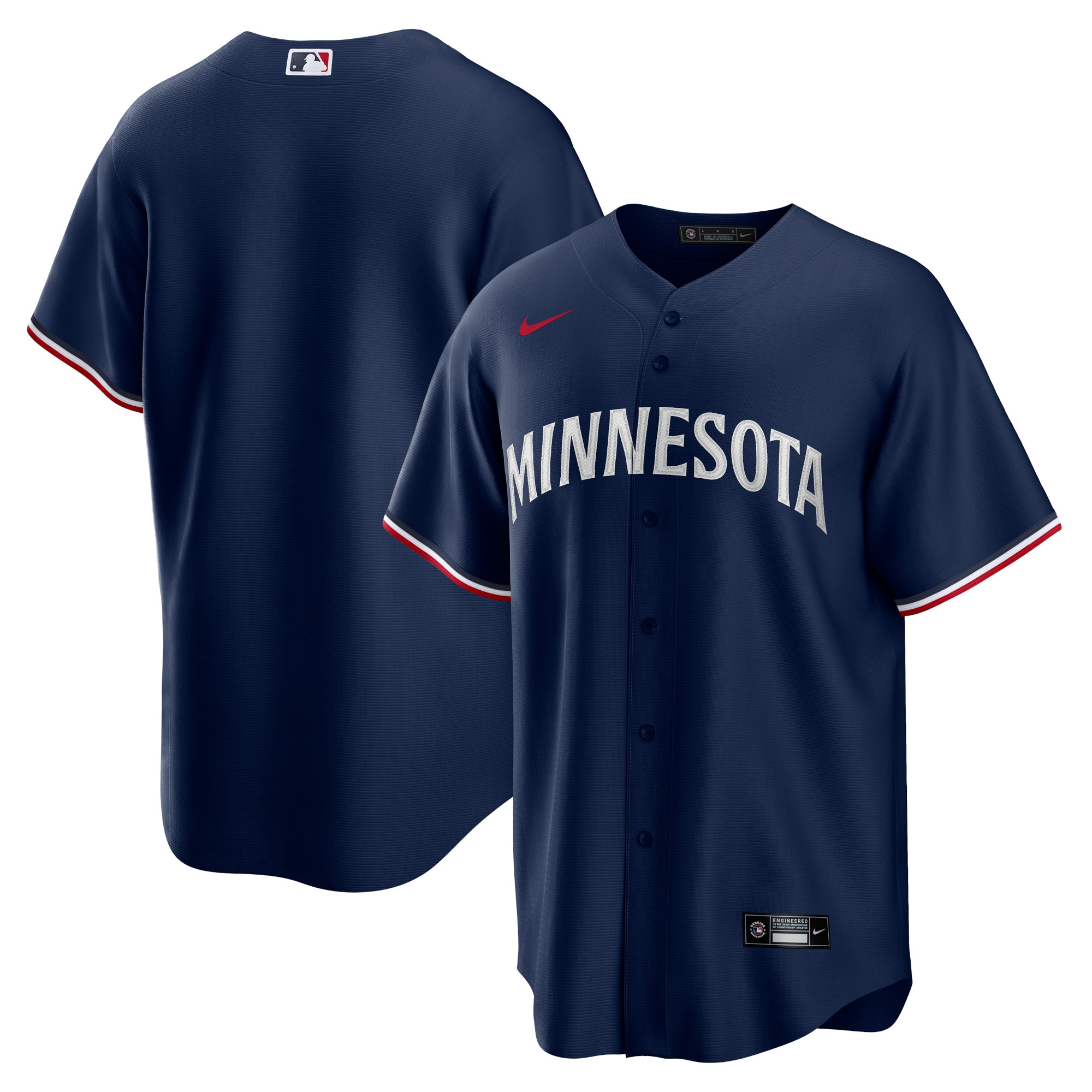 Alternative view of Minnesota Twins Alternate Replica Team Logo Baseball Jersey – Navy