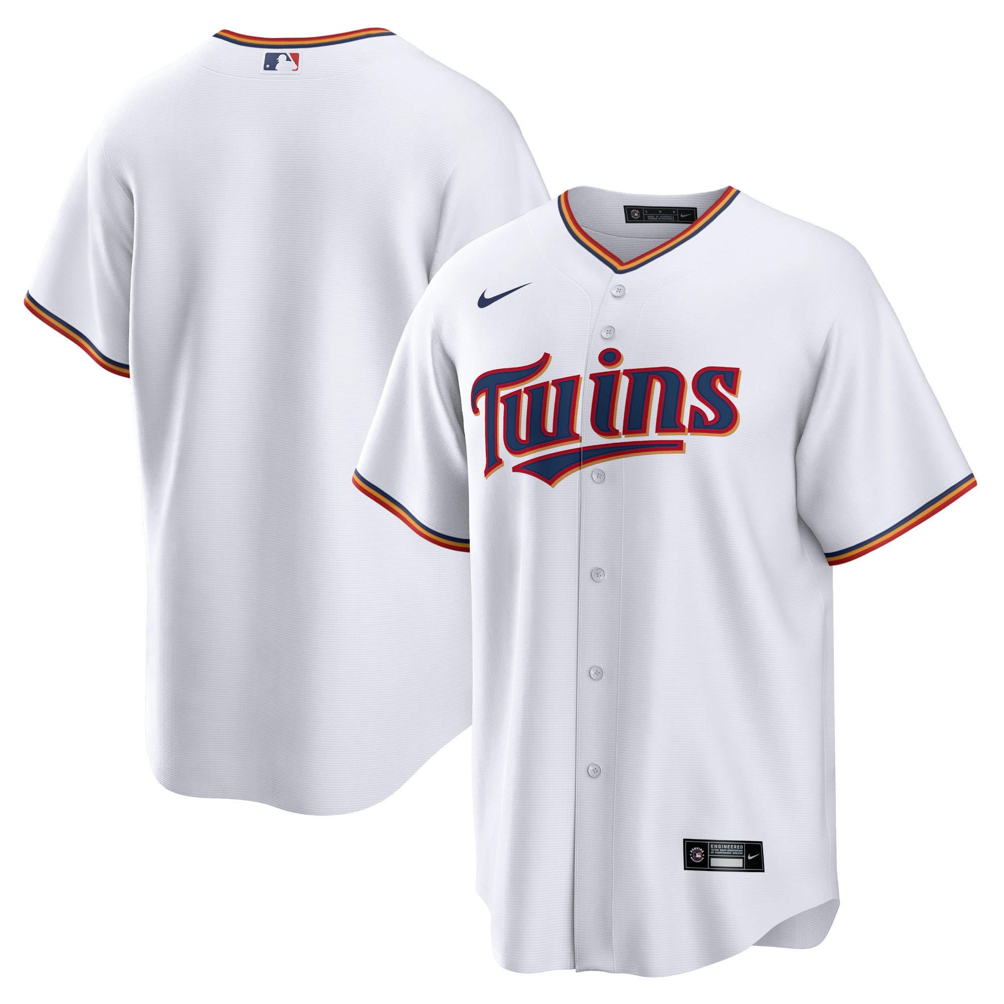 Alternative view of Minnesota Twins Home Blank Replica Baseball Jersey – White