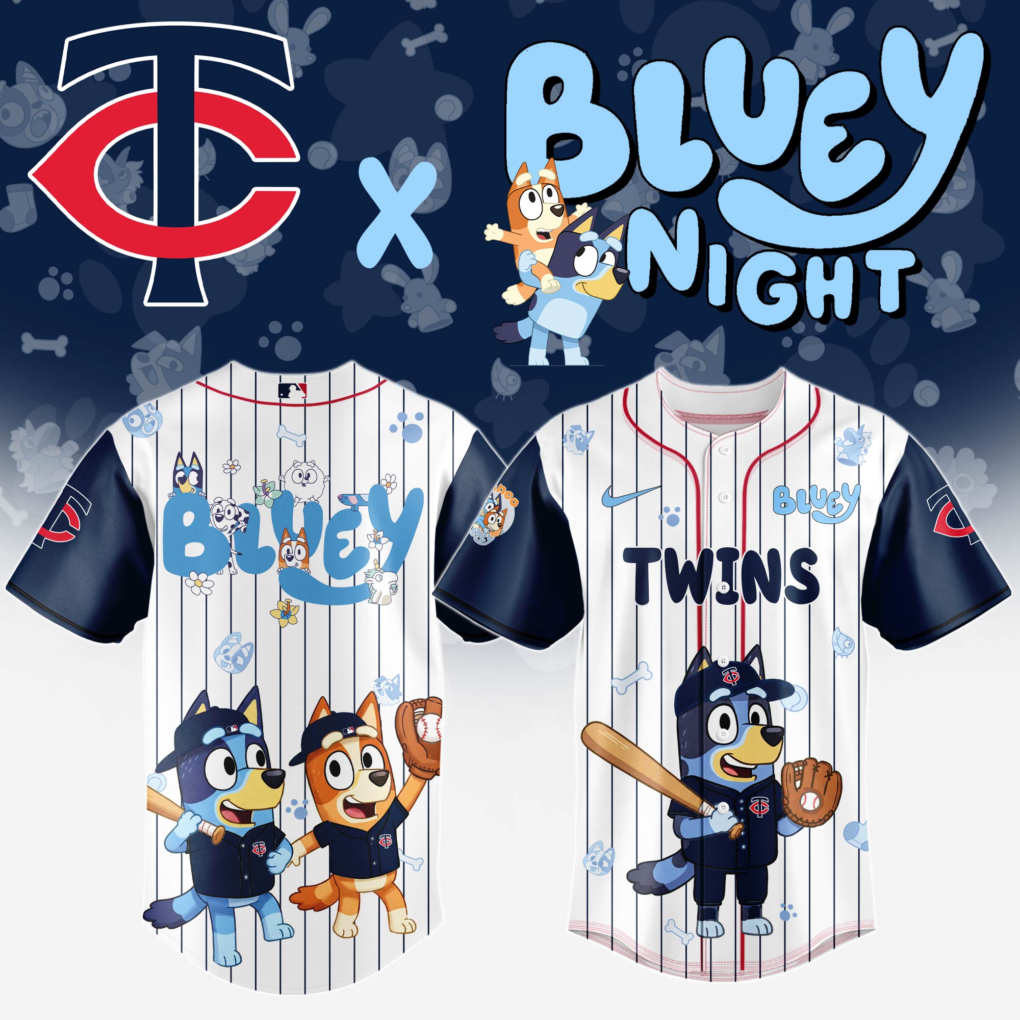 Minnesota Twins Mlb X Bluey And Bingo Special Edition Custom Baseball Jersey 2025