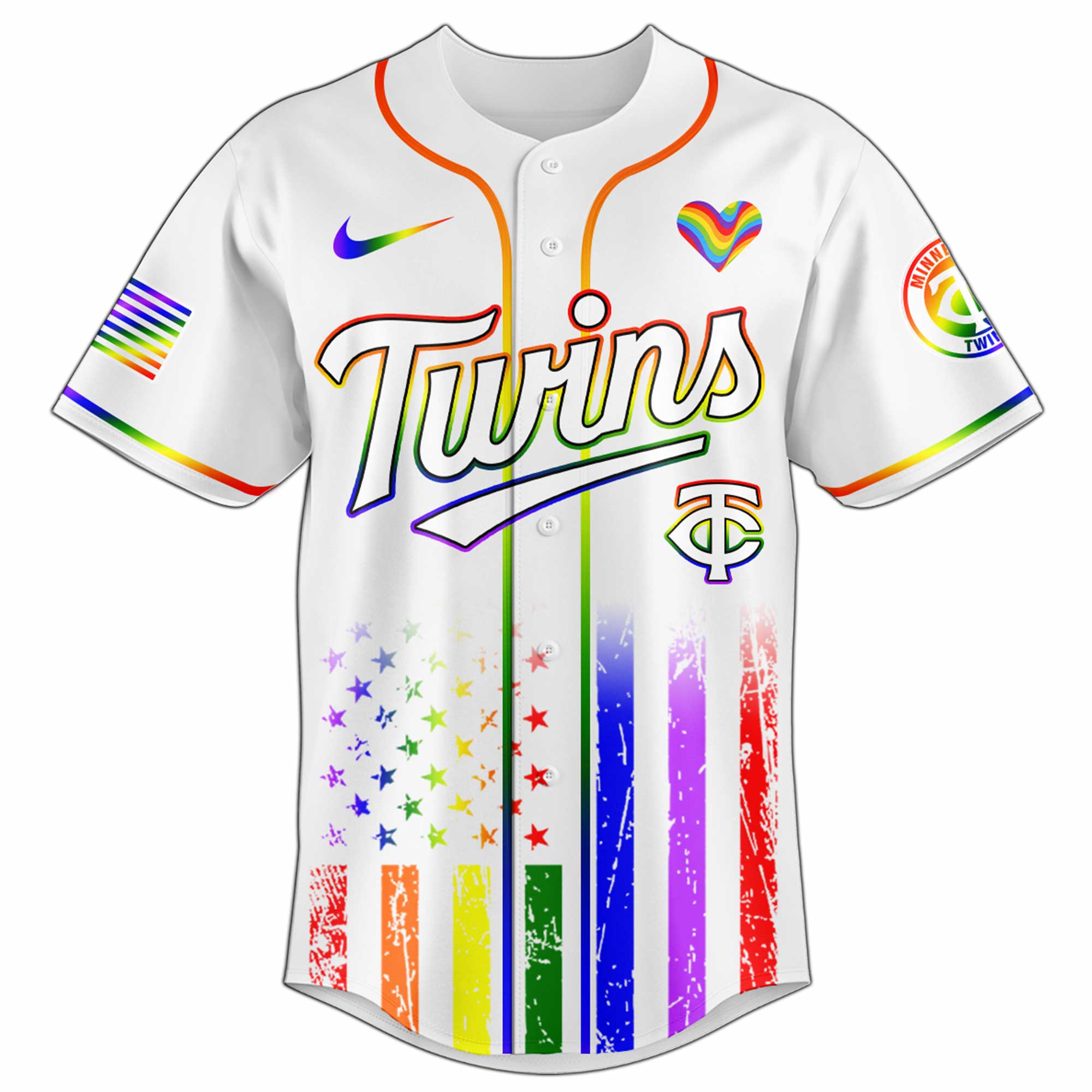 Alternative view of Minnesota Twins Mlb X Happy Pride Month Limited Edition Custom Baseball Jersey 2025
