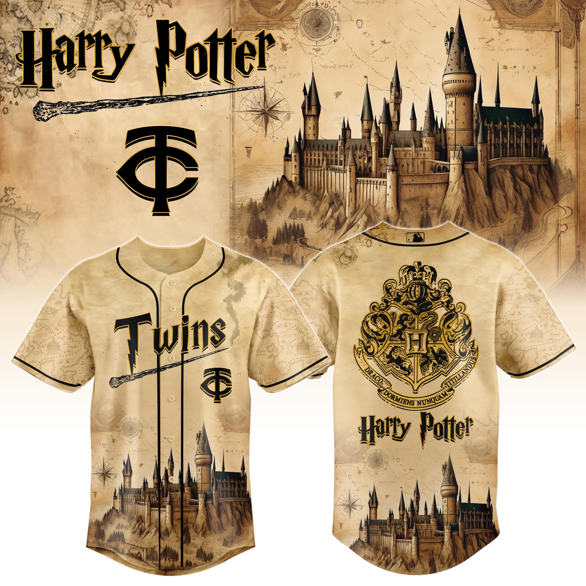 Minnesota Twins Mlb X Harry Potter Magic On The Mound Custom Baseball Jersey