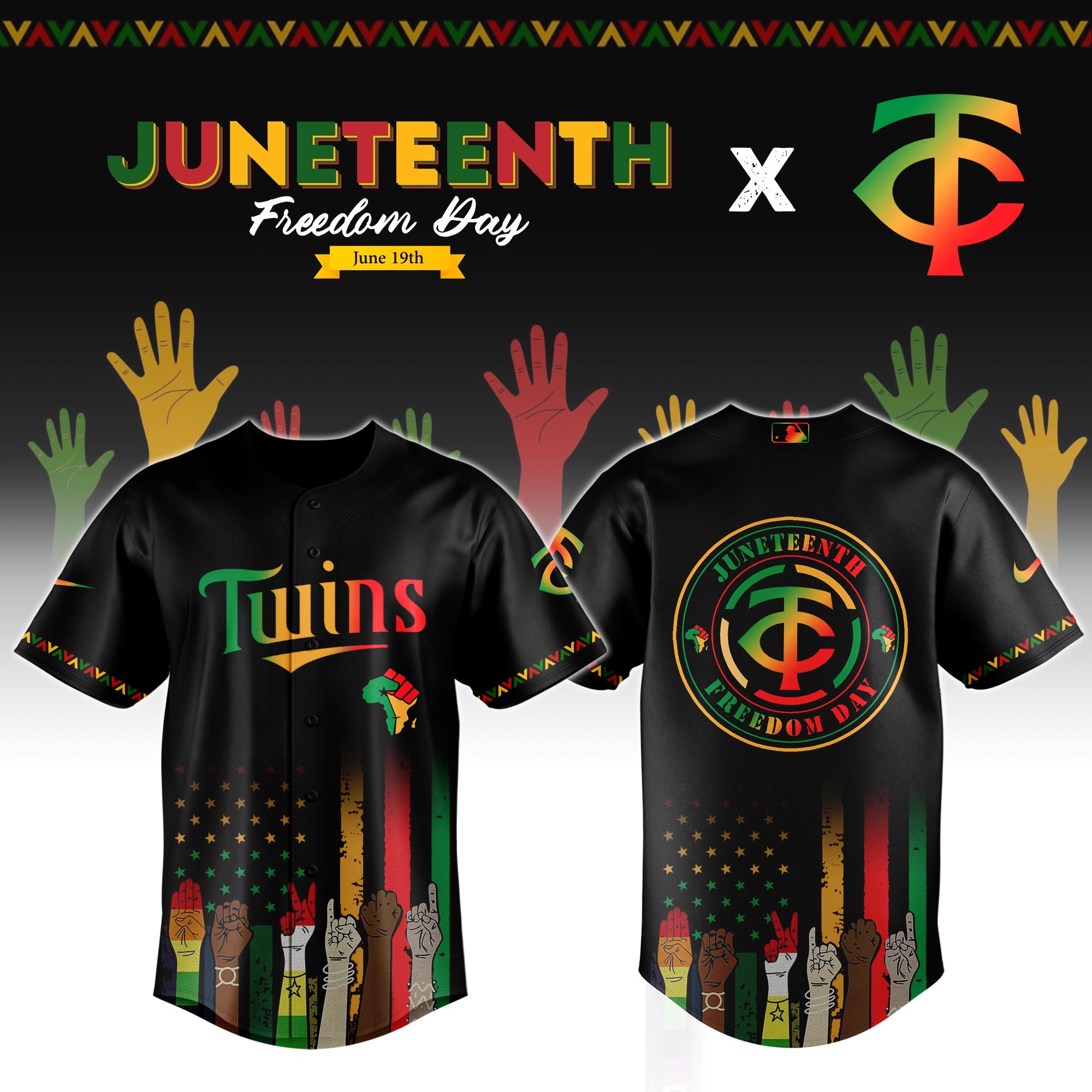 Minnesota Twins Mlb X Juneteenth Custom Baseball Jersey 2025