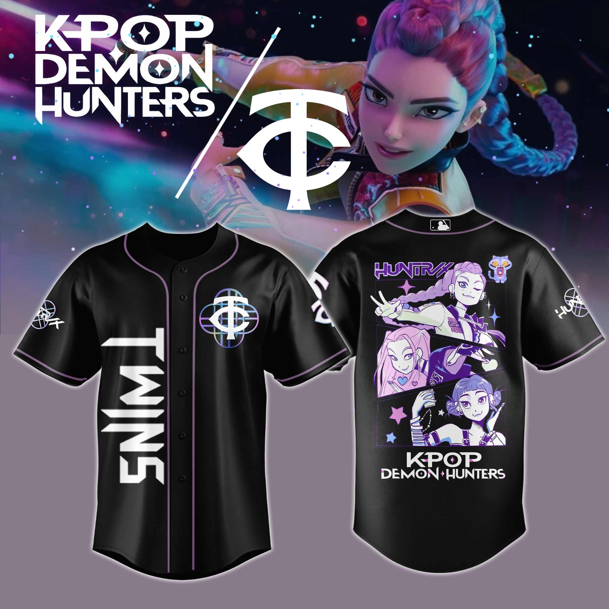 Minnesota Twins Mlb X Kpop Demon Hunters Custom Baseball Jersey