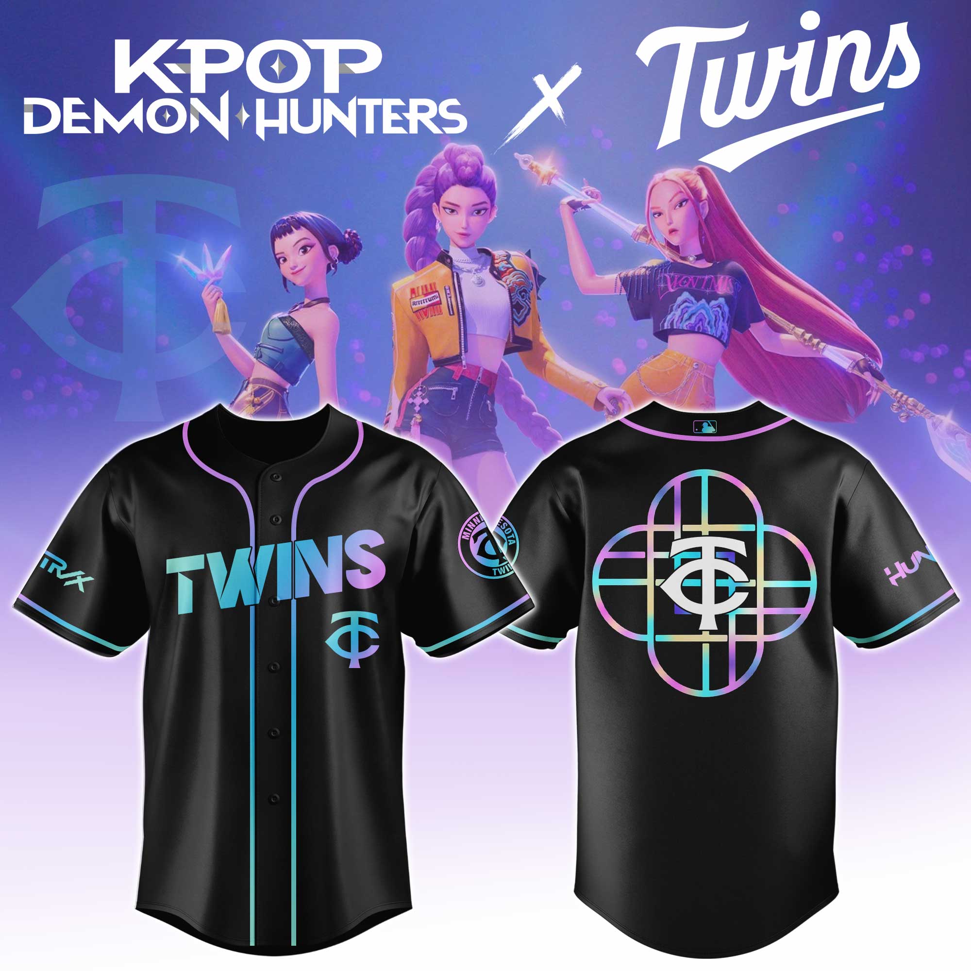 Minnesota Twins Mlb X Kpop Demon Hunters Huntrx Custom Baseball Jersey