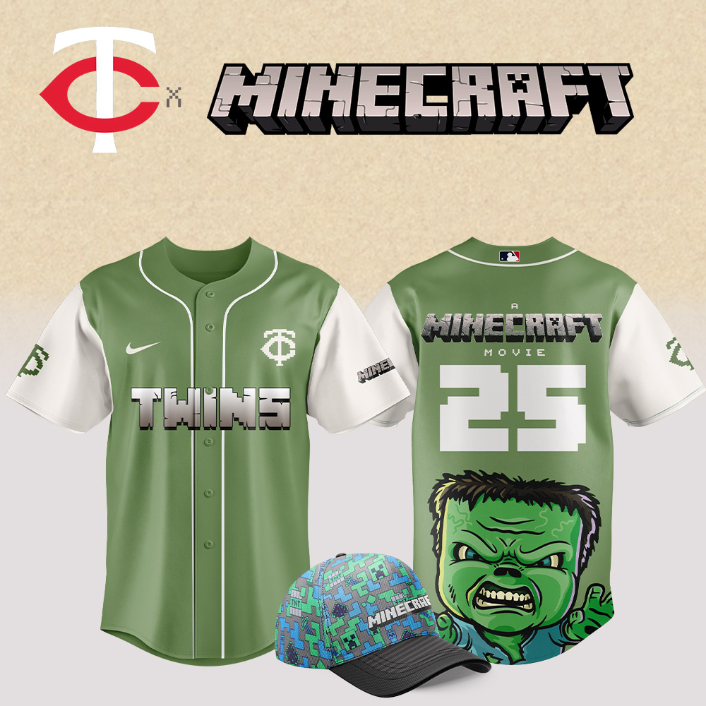 Minnesota Twins Mlb X Minecraft Movie Custom Baseball Jersey