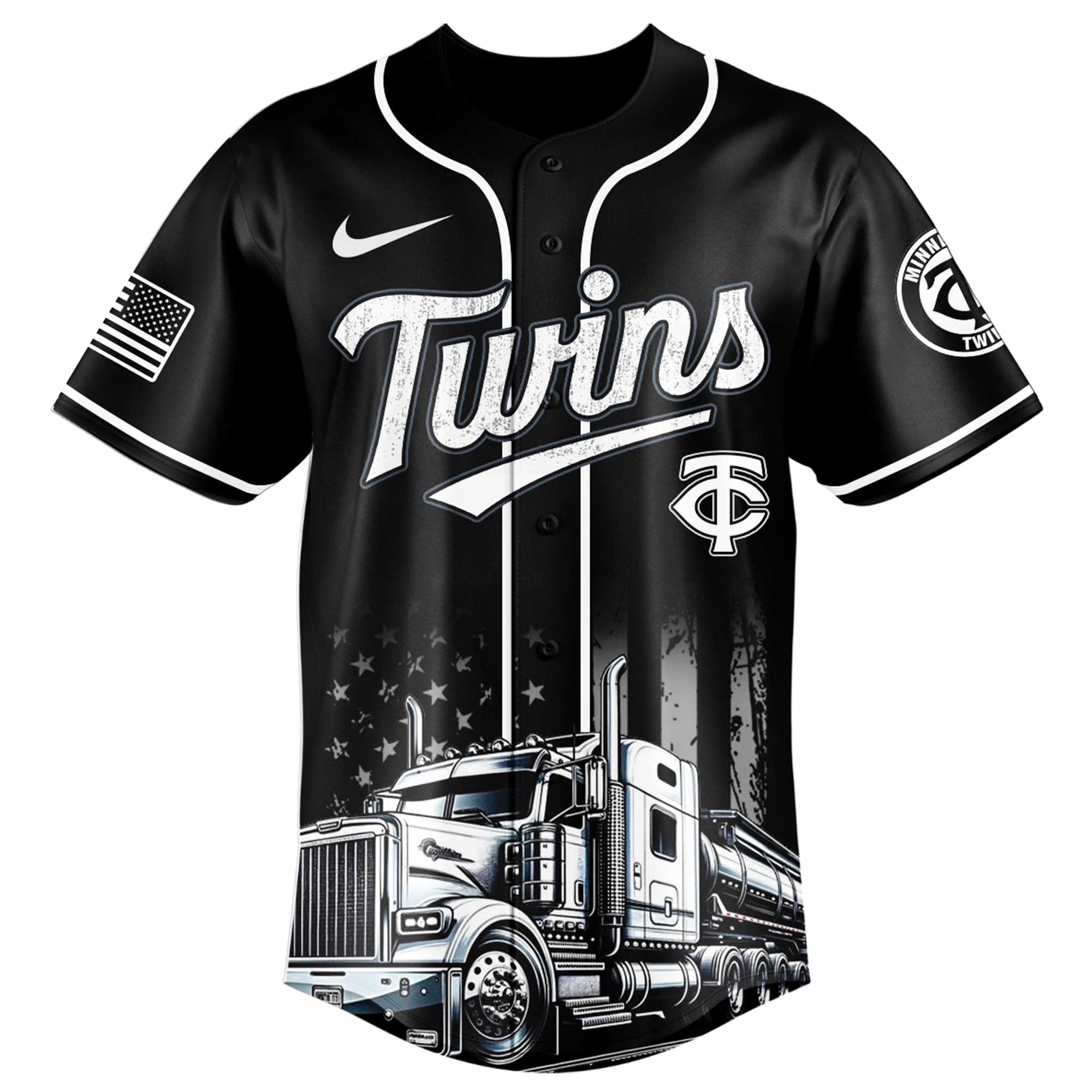 Alternative view of Minnesota Twins Mlb X Nation Truck Driver Appreciation Week Limited Edition Custom Baseball Jersey 2025