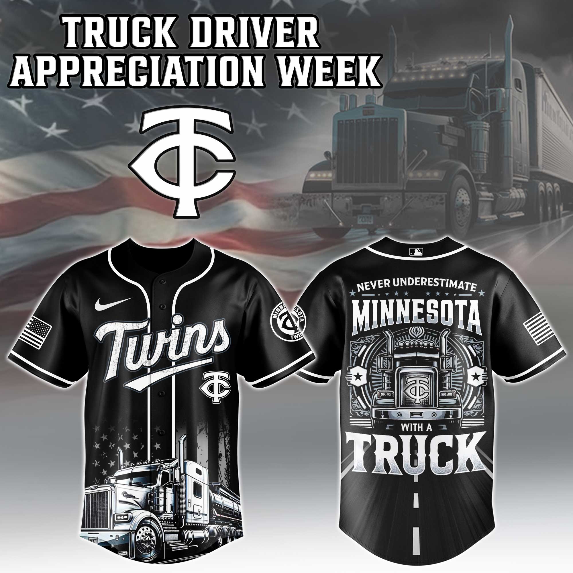 Minnesota Twins Mlb X Nation Truck Driver Appreciation Week Limited Edition Custom Baseball Jersey 2025