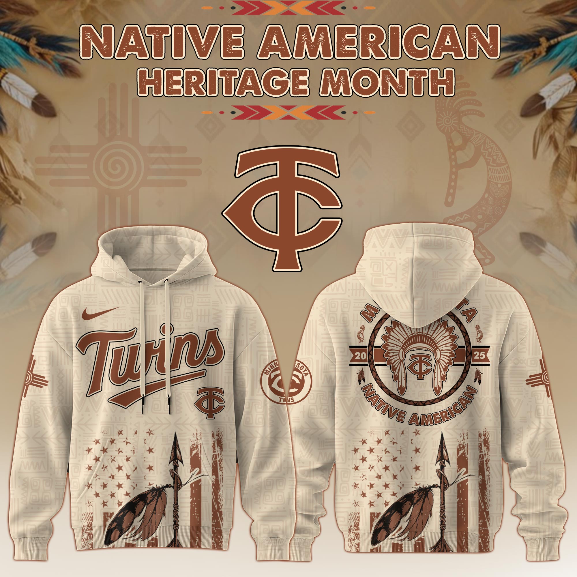 Minnesota Twins Mlb X Native American Heritage Month Mlb Collaboration Custom Hoodie