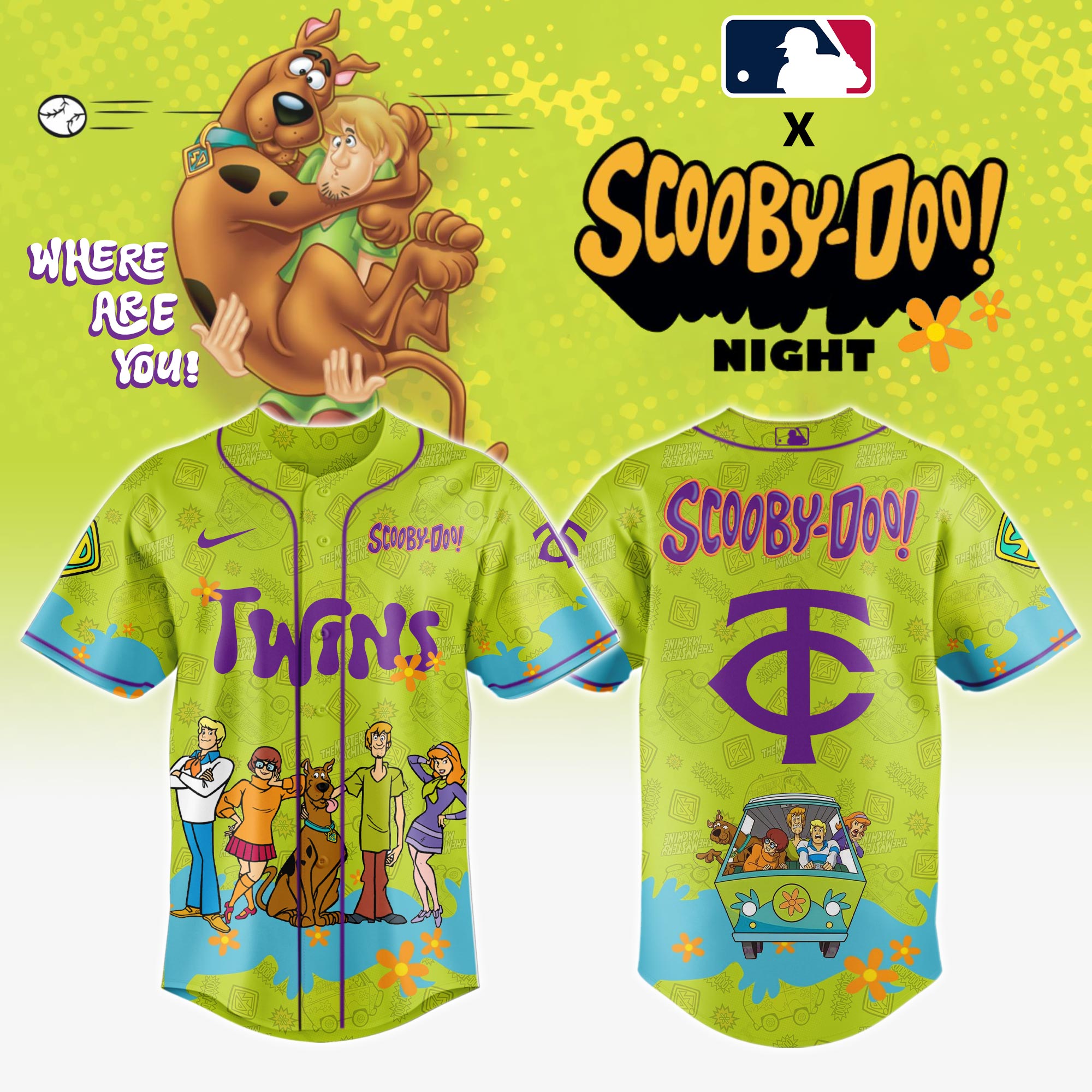 Minnesota Twins Mlb X Scooby Doo Custom Baseball Jersey