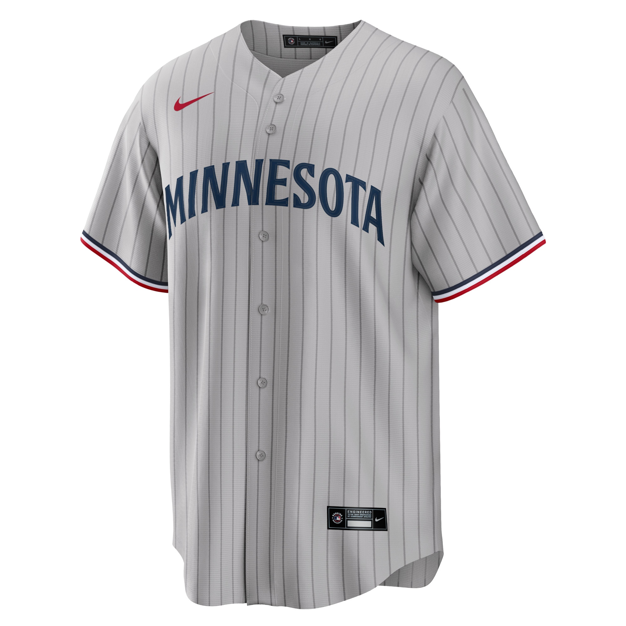 Alternative view of Minnesota Twins Road Replica Team Baseball Jersey - Gray