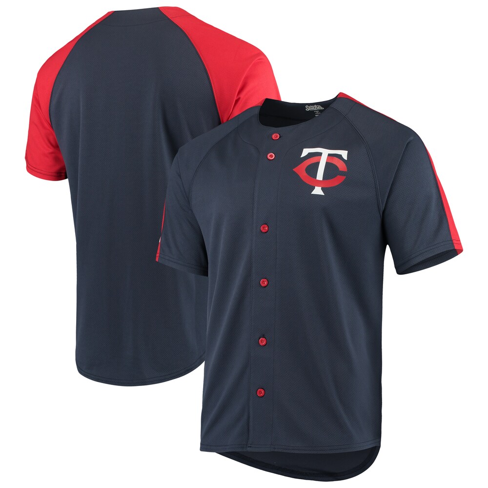 Minnesota Twins Stitches Logo Button-up Baseball Jersey - Navy