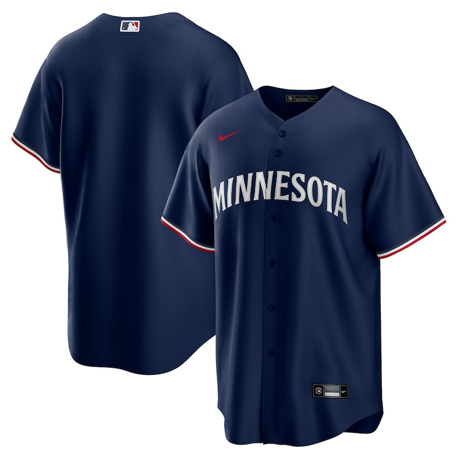 Minnesota Twins Team Logo Alternate Men Baseball Jersey - Navy 