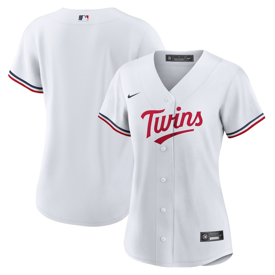 Minnesota Twins Team Logo Home Women Baseball Jersey - White 