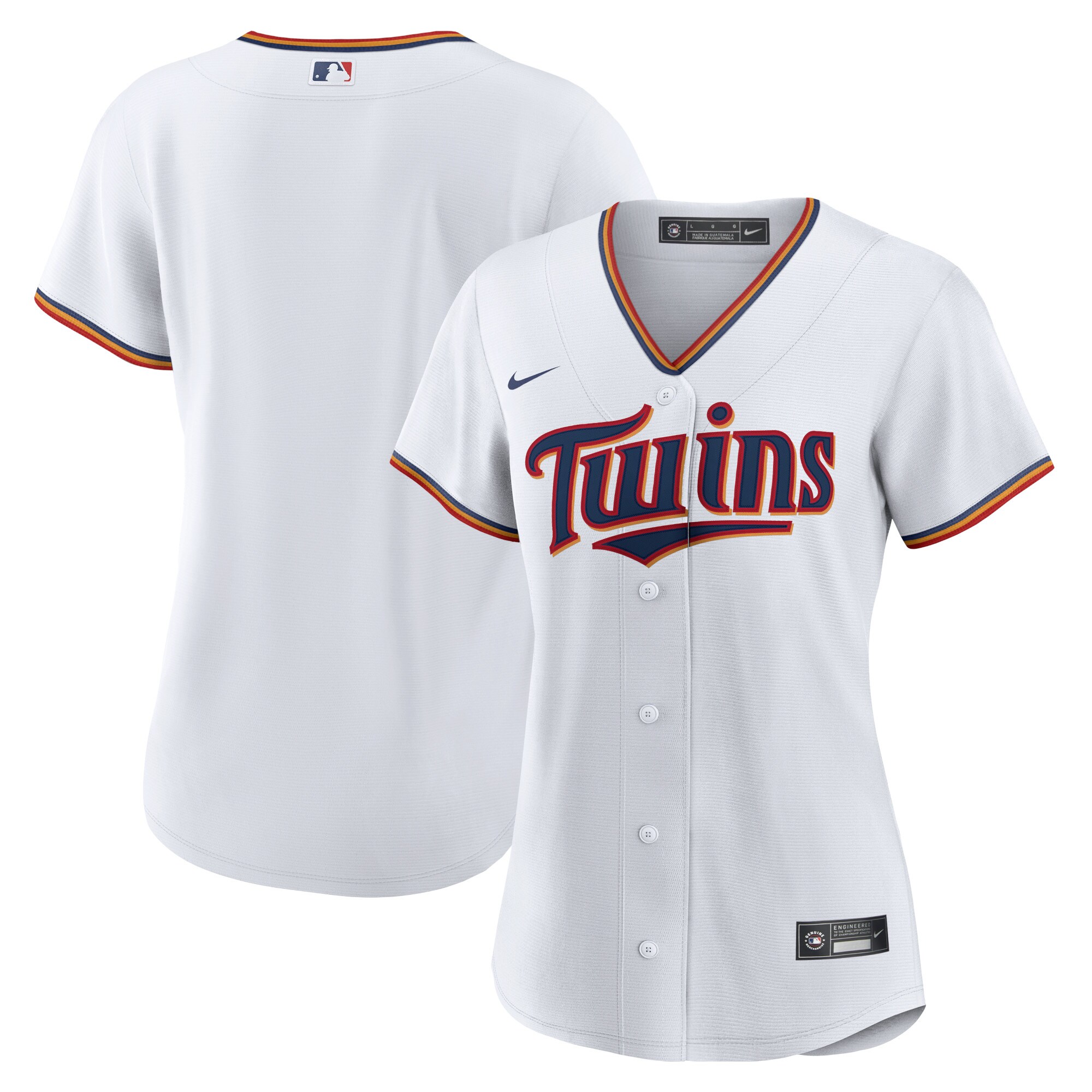 Alternative view of Minnesota Twins Women's Home Blank Replica Baseball Jersey - White