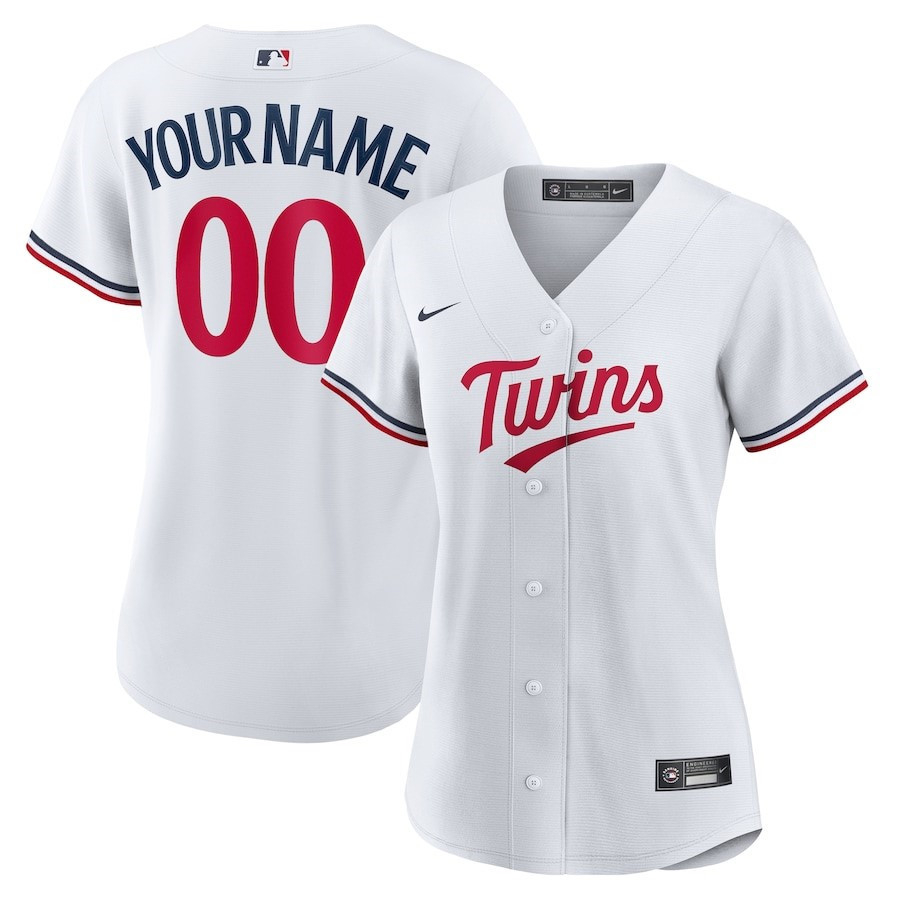 Minnesota Twins Women's Home Custom Baseball Jersey - White 
