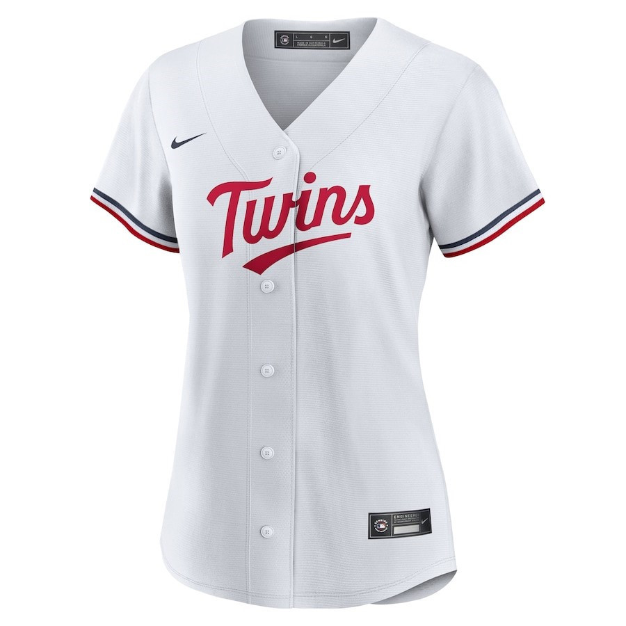 Alternative view of Minnesota Twins Women's Home Custom Baseball Jersey - White 