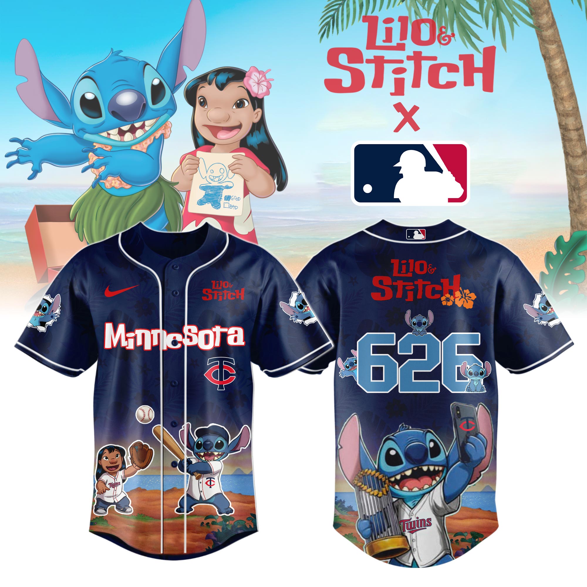 Minnesota Twins X Lilo & Stitch Limited Edition Custom Baseball Jersey