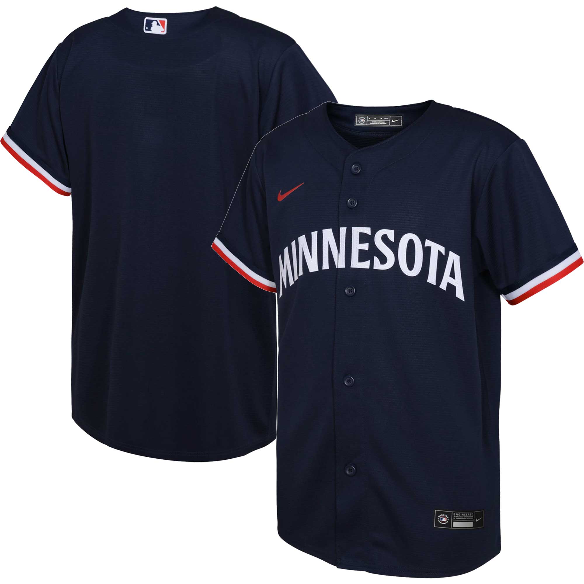 Alternative view of Minnesota Twins Youth Alternate Replica Team Baseball Jersey - Navy