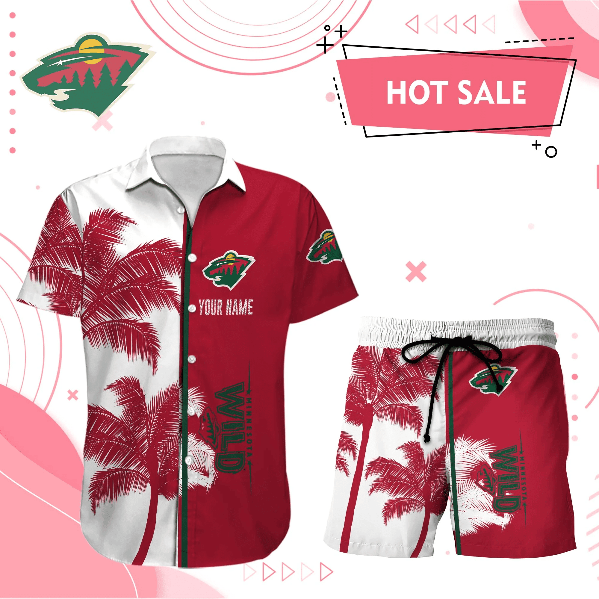 Minnesota Wild Hawaiian Shirt And Set - Customized - JS685 