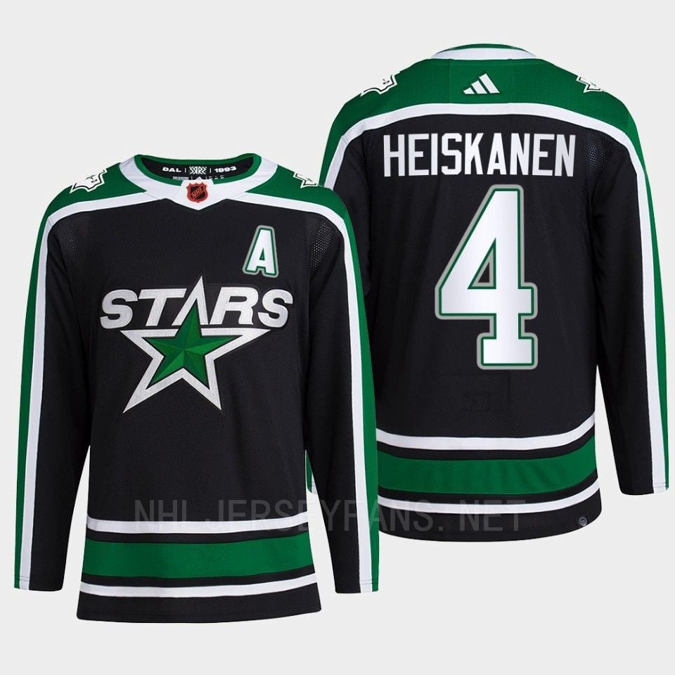 Miro Heiskanen 4 Reverse Retro 2.0 Dallas Stars 2022 Black Hockey Jersey Pro Primegreen - JS491 