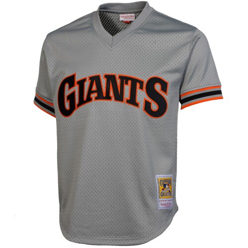 Alternative view of Mitchell & Ness Will Clark San Francisco Giants 1989 Authentic Cooperstown Collection Batting Practice Baseball Jersey - Gray