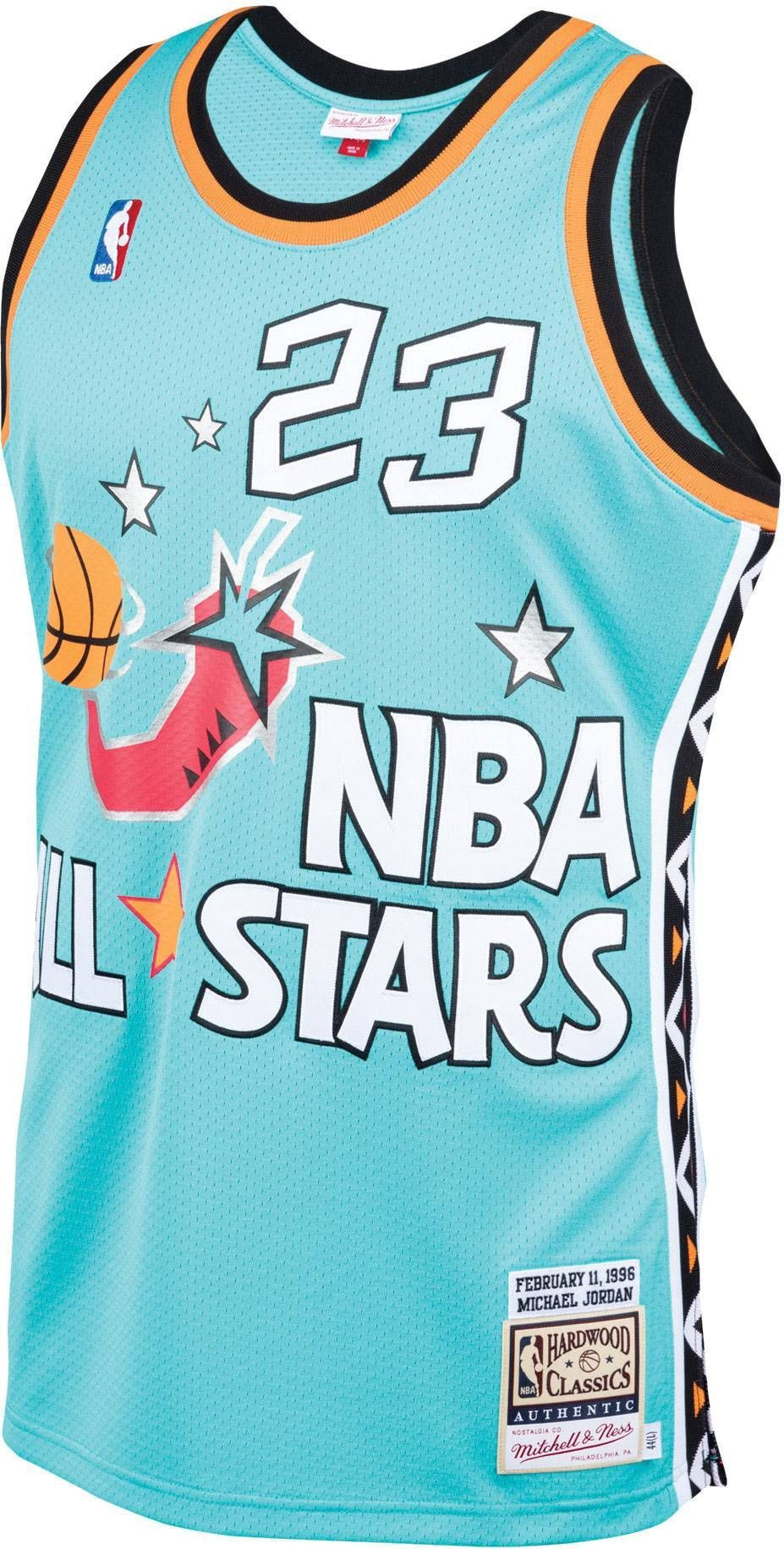 Alternative view of Mitchell & Ness Men's Chicago Bulls All Star Game '96 Michael Jordan 23 Teal Swingman Basketball Jersey - JS918 