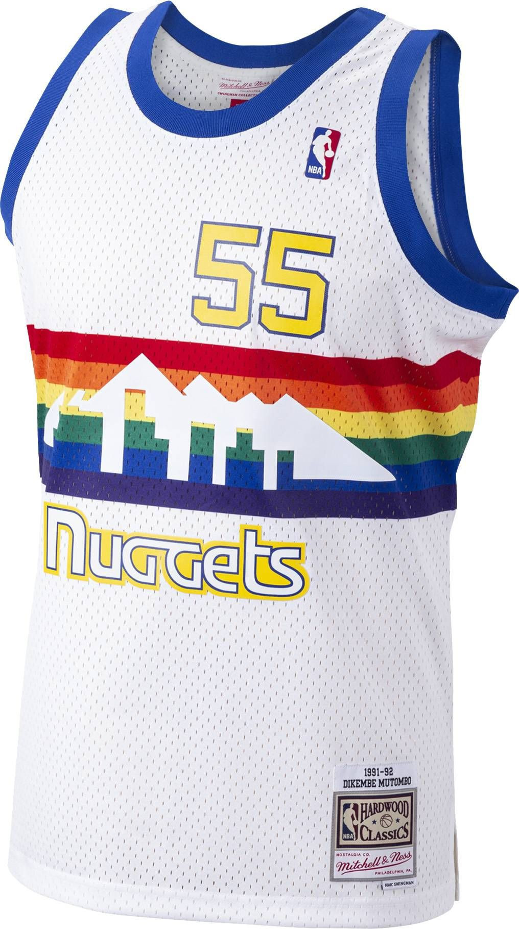 Alternative view of Mitchell & Ness Men's Denver Nuggets Dikembe Mutombo 55 Swingman Basketball Jersey - JS597 