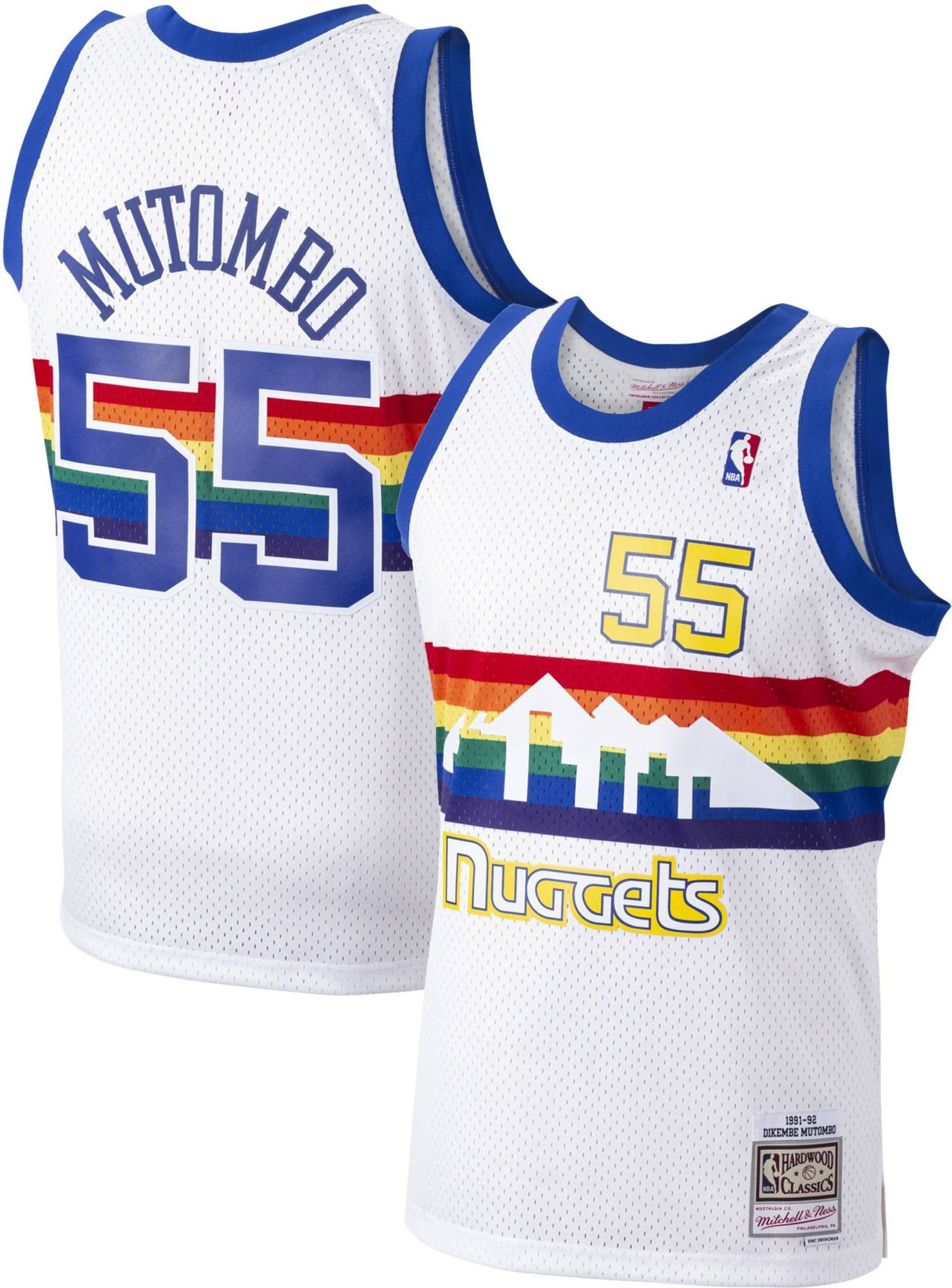 Mitchell & Ness Men's Denver Nuggets Dikembe Mutombo 55 Swingman Basketball Jersey - JS597 