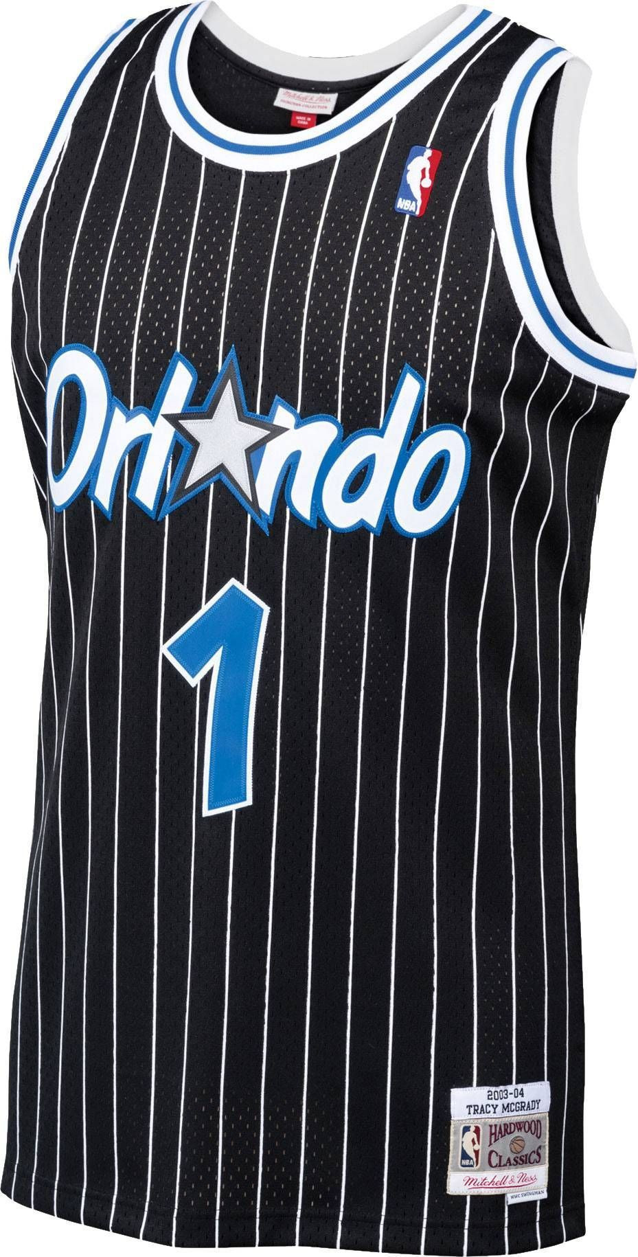 Alternative view of Mitchell & Ness Men's Orlando Magic Tracy Mcgrady 1 Swingman Black Basketball Jersey - JS310 