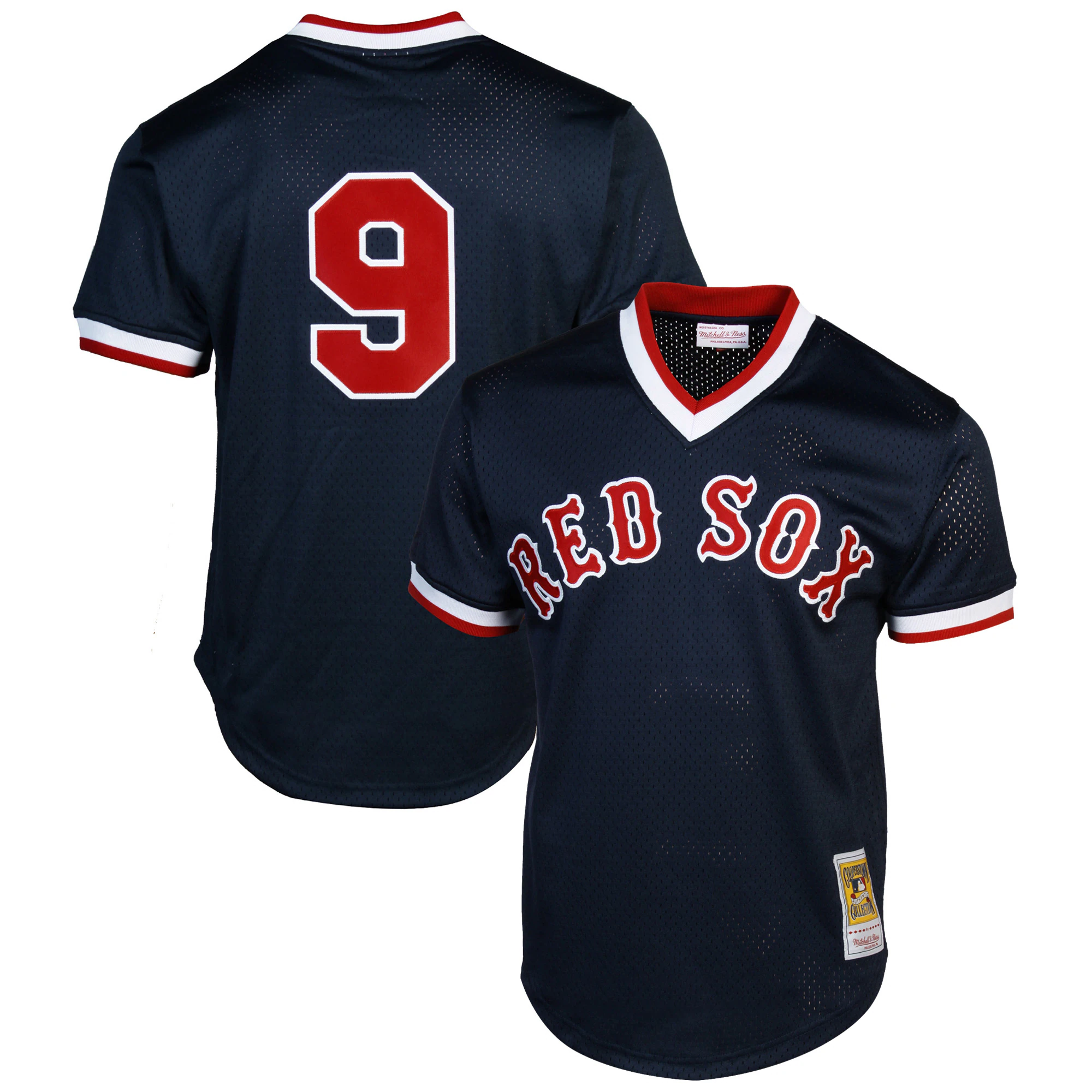 Alternative view of Mitchell & Ness Ted Williams Boston Red Sox 1990 Authentic Cooperstown Collection Batting Practice Jersey – Navy Blue