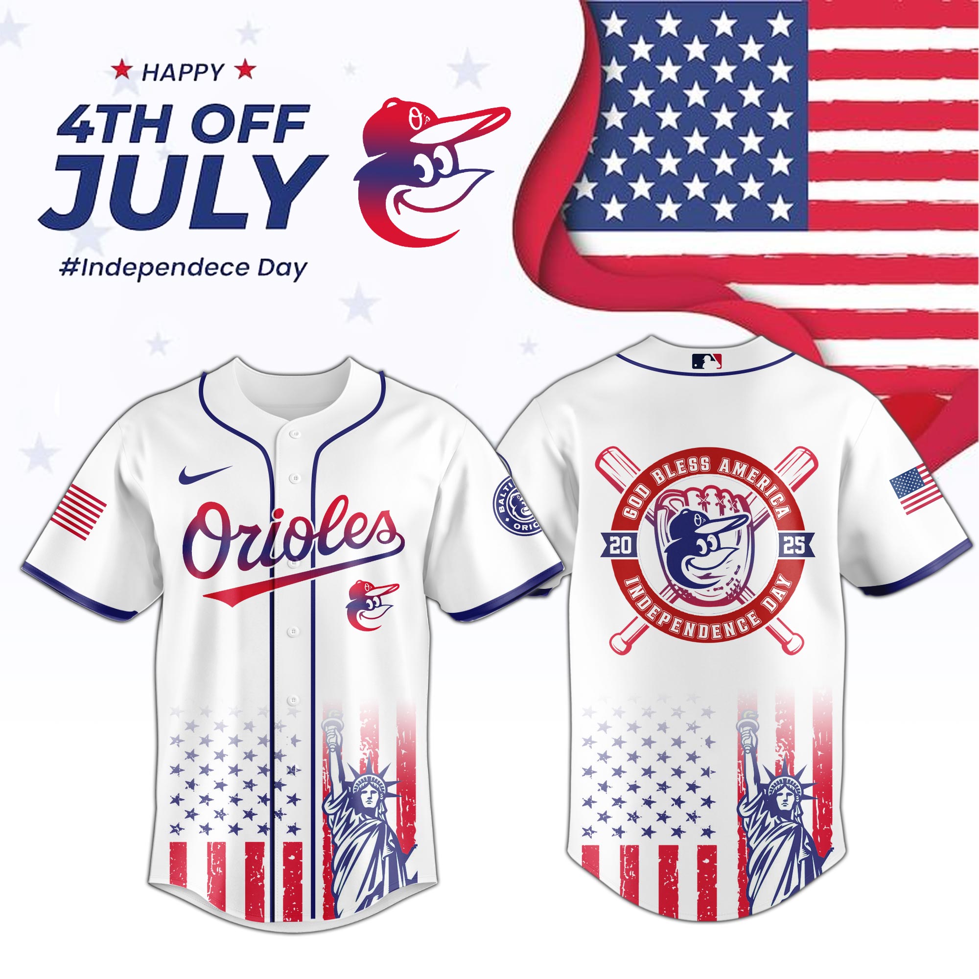 Mlb Baltimore Orioles Special Independence Day Custom Baseball Jersey