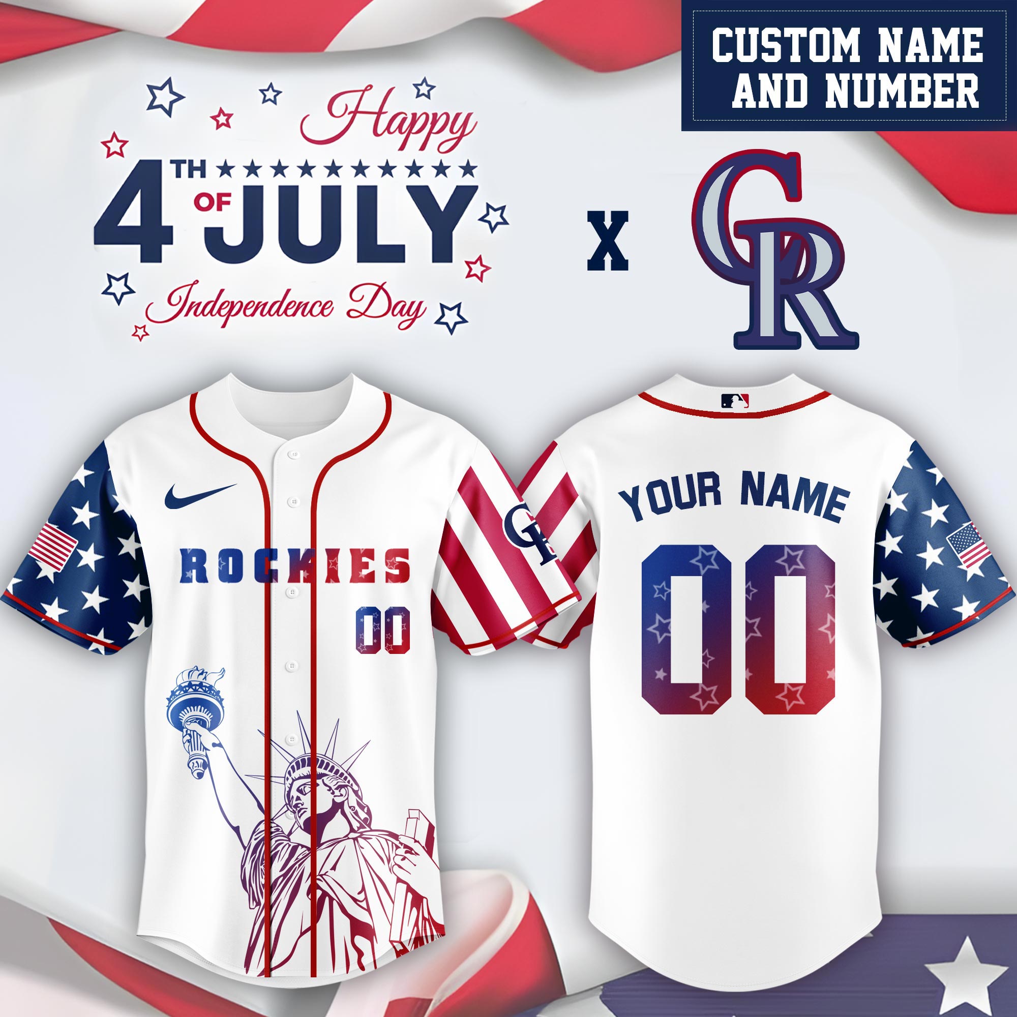 Mlb Colorado Rockies Special Independence Day Limited Edition Custom Baseball Jersey