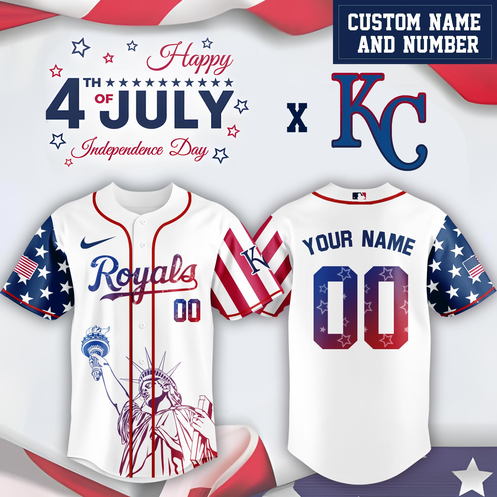 Mlb Kansas City Royals Special Independence Day Limited Edition Custom Baseball Jersey