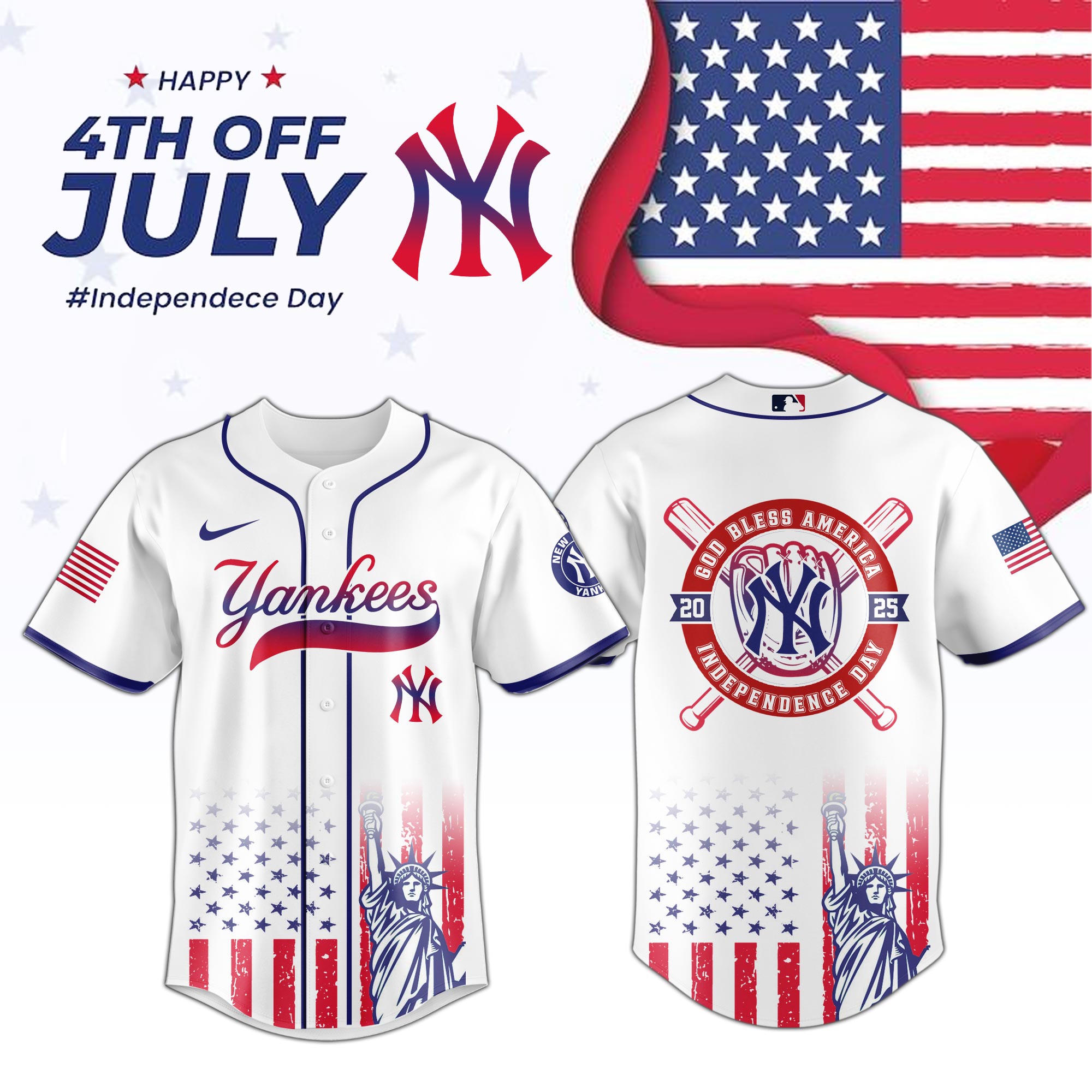 Mlb New York Yankees Special Independence Day Custom Baseball Jersey