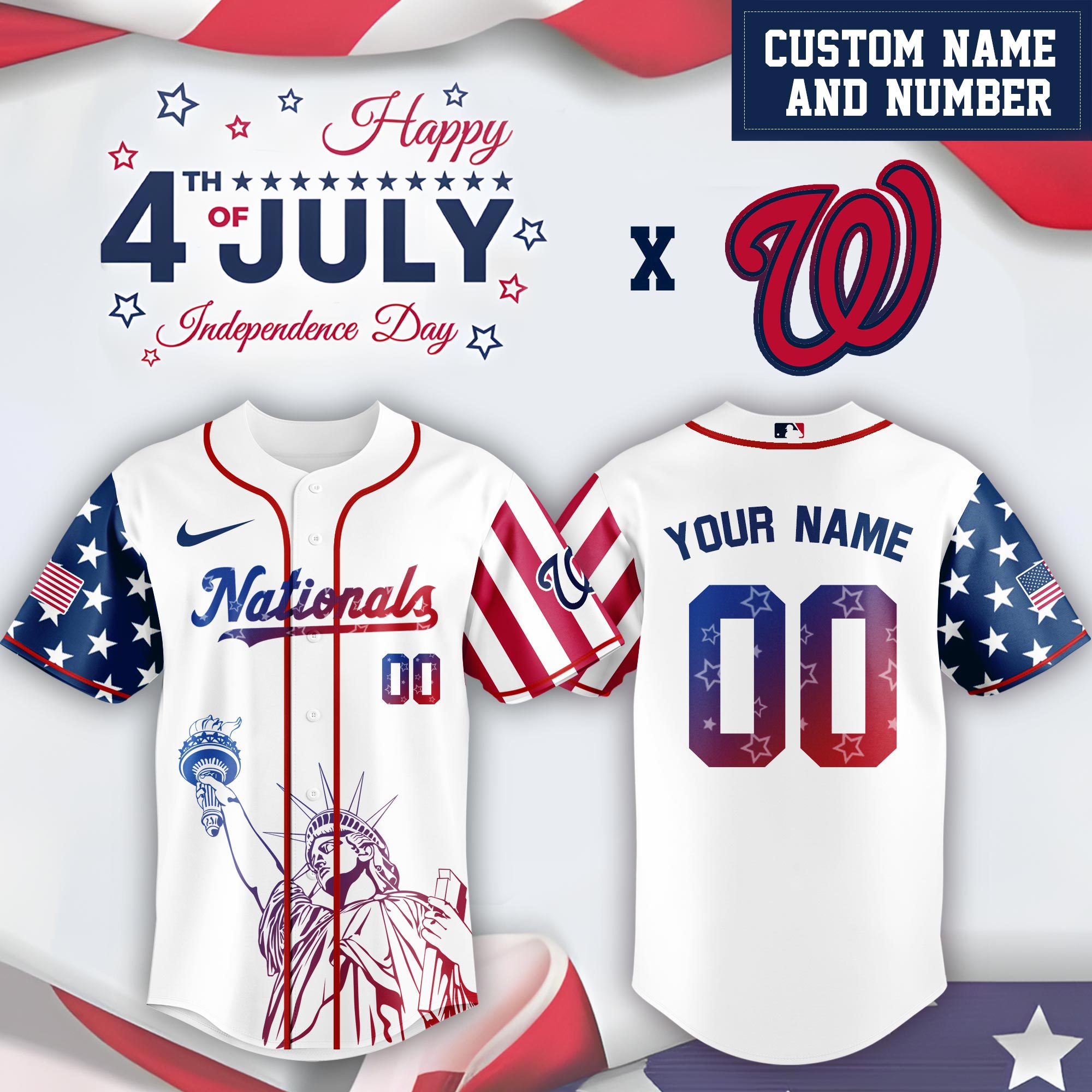 Mlb Washington Nationals Special Independence Day Limited Edition Custom Baseball Jersey