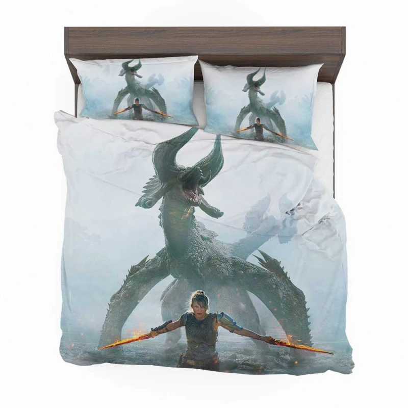 Alternative view of Monster Hunter Movie Milla Jovovich Black Diablos Bedding Set - Custom Bedding Set