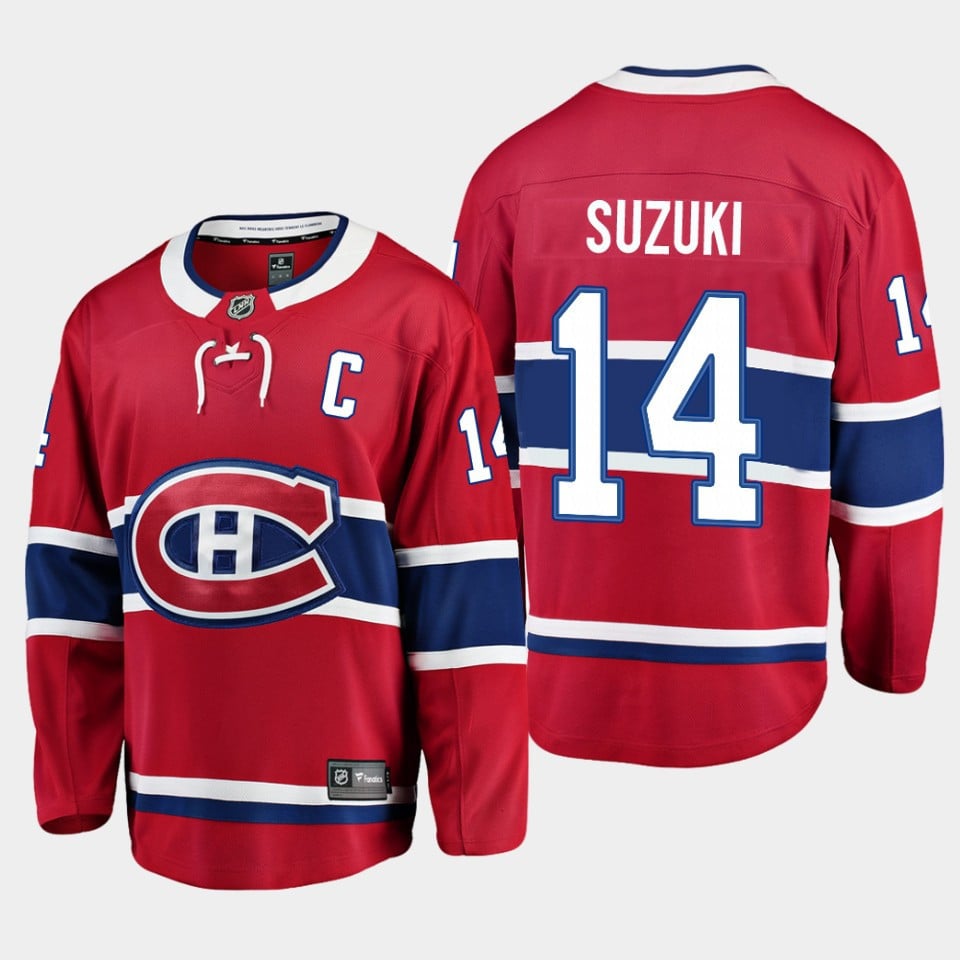 Montreal Canadiens Nick Suzuki 14 2023 Captain Patch Red Hockey Jersey Home - JS927 