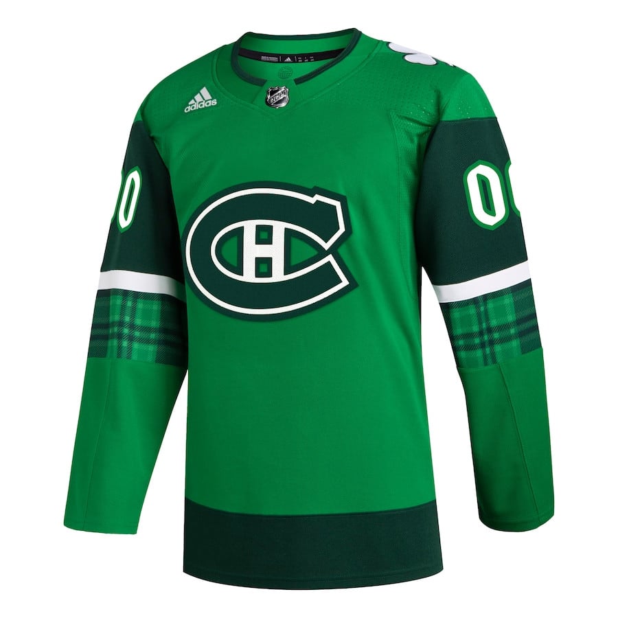 Alternative view of Montreal Canadiens St. Patrick's Day Custom Men Hockey Jersey - Kelly Green - JS291 
