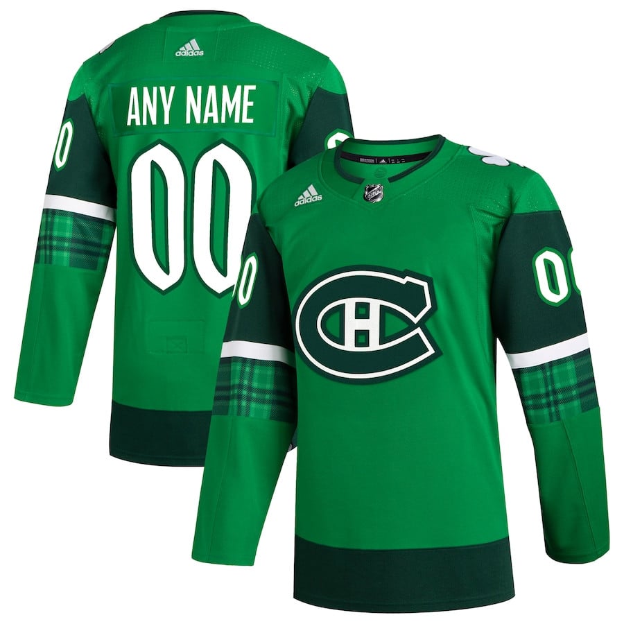 Montreal Canadiens St. Patrick's Day Custom Men Hockey Jersey - Kelly Green - JS291 
